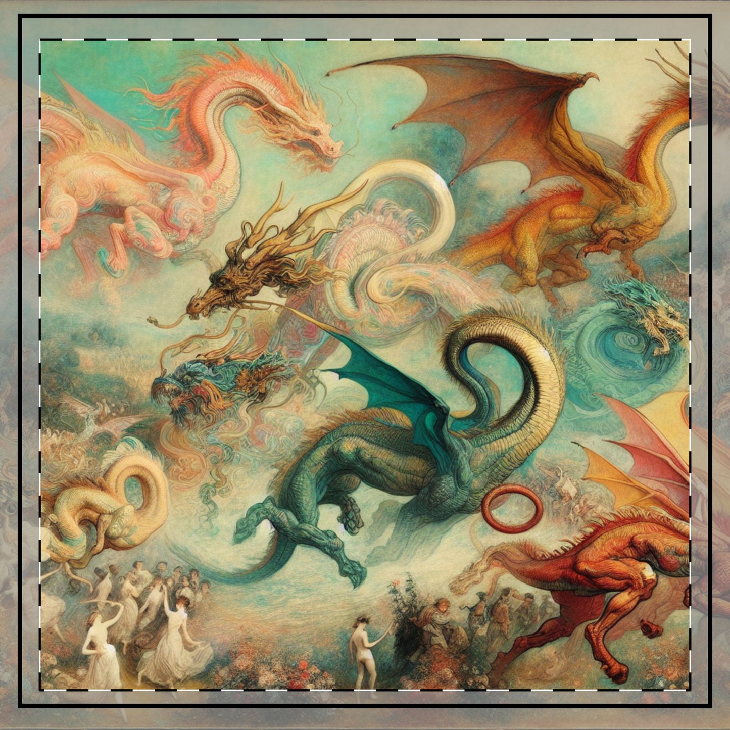 Degas Dreams of Dragons Throw Pillow