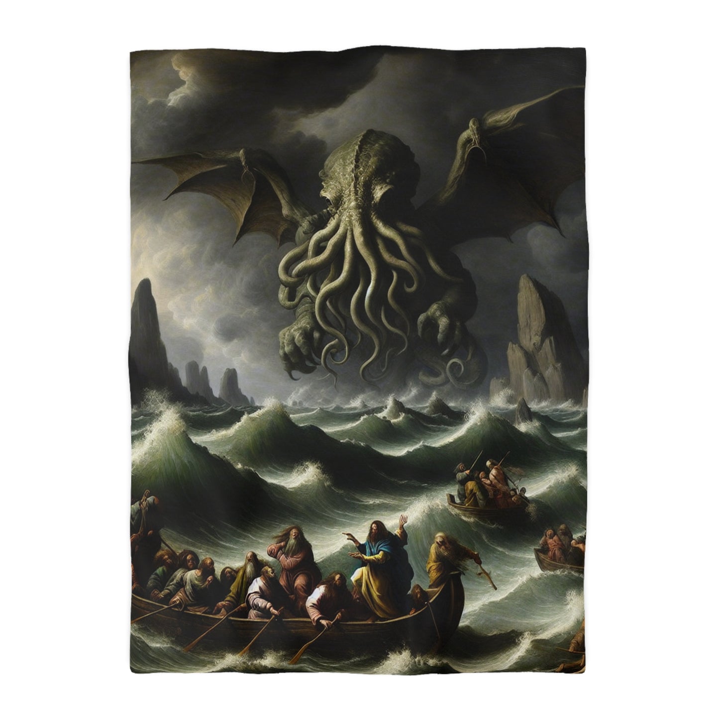 Cthulhu in the Storm Microfiber Duvet Cover