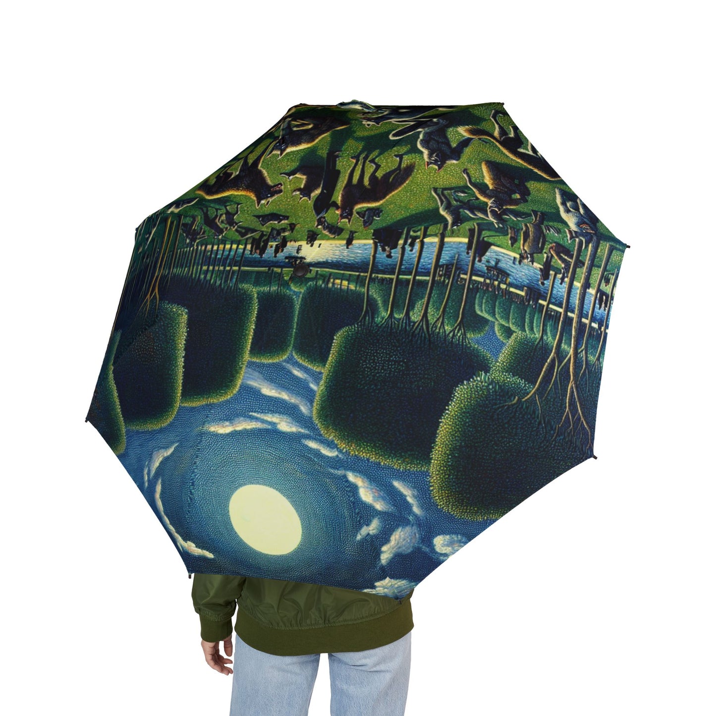 Werewolves at the Waterfront Semi-Automatic Foldable Umbrella