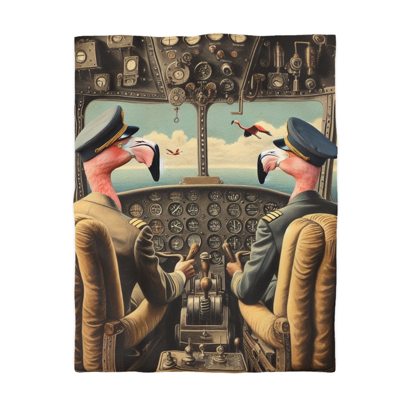 Flamingo Flight Deck Microfiber Duvet Cover