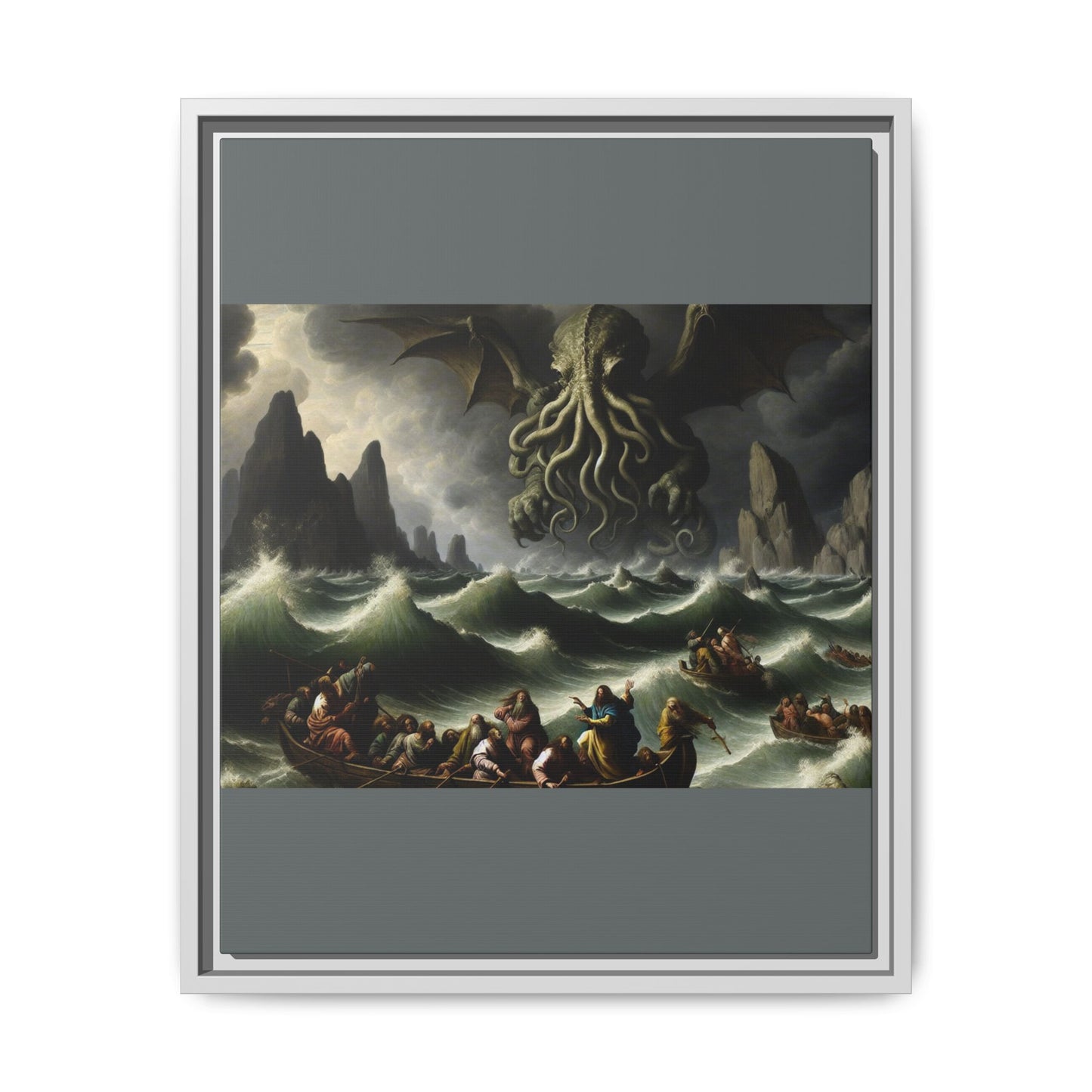 Cthulhu in the Storm Canvas, Framed (Multi-color)