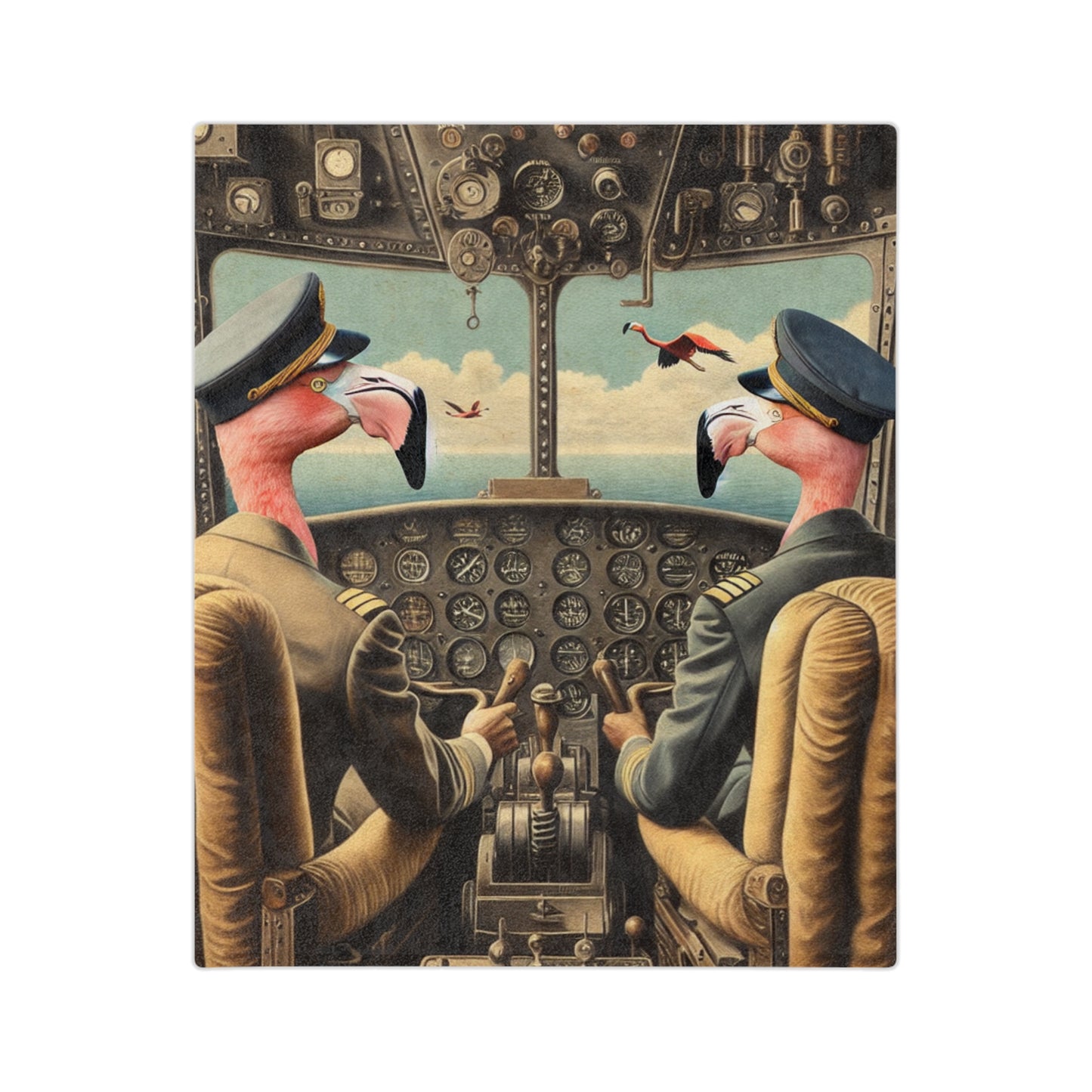 Flamingo Flight Deck Velveteen Microfiber Blanket