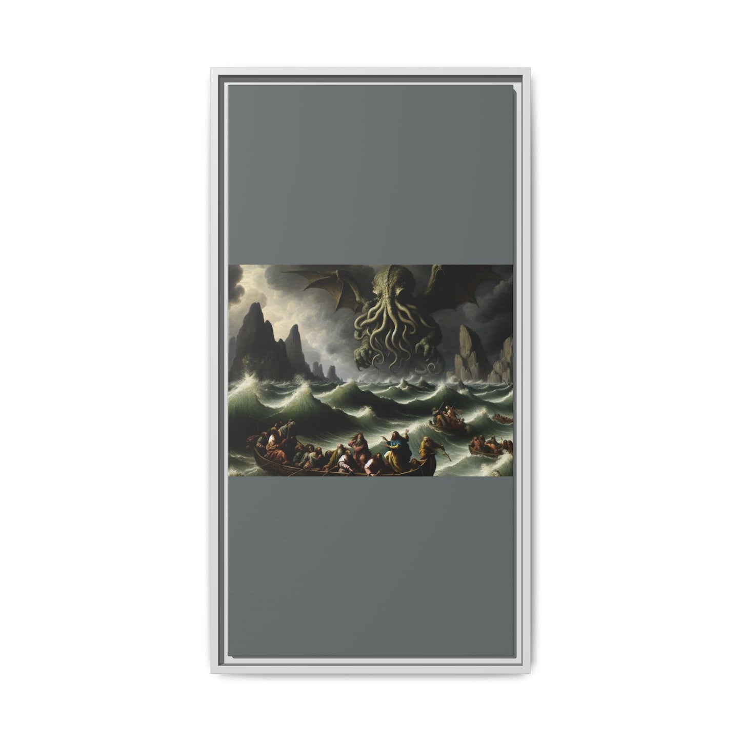 Cthulhu in the Storm Canvas, Framed (Multi-color)