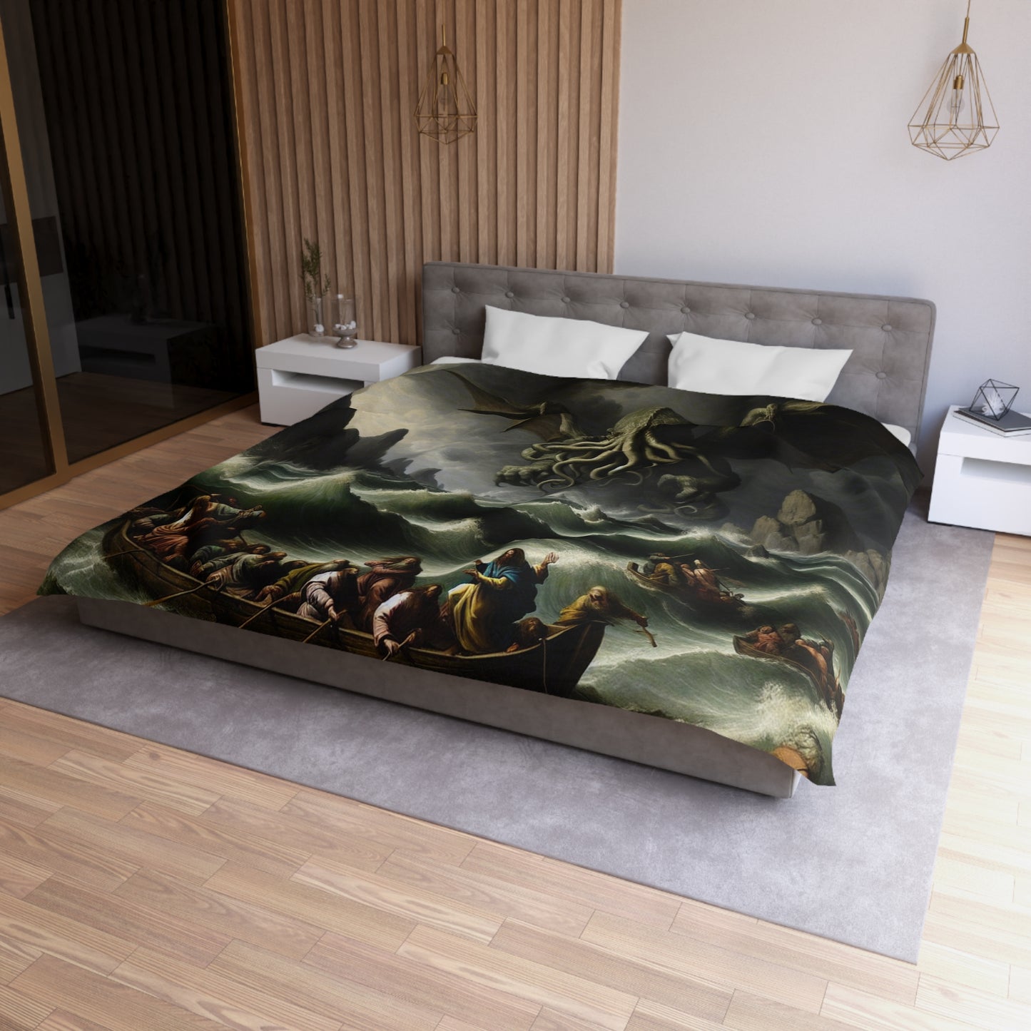 Cthulhu in the Storm Microfiber Duvet Cover