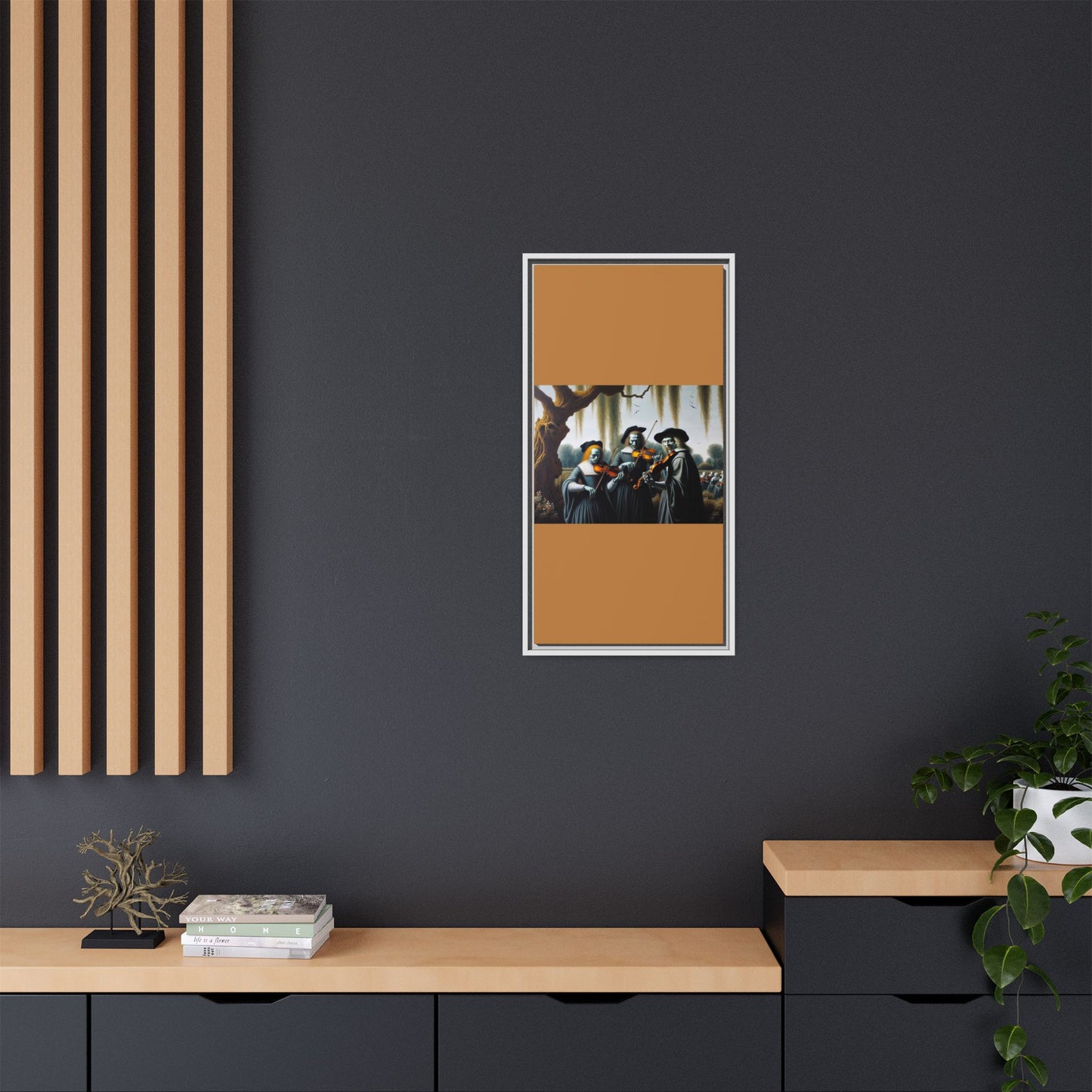 Vermeer's Vampire Violinists Canvas, Framed (Multi-color)