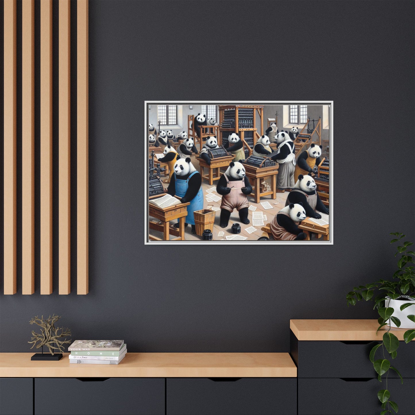 Printing Pandamonium Canvas, Framed (Multi-color)