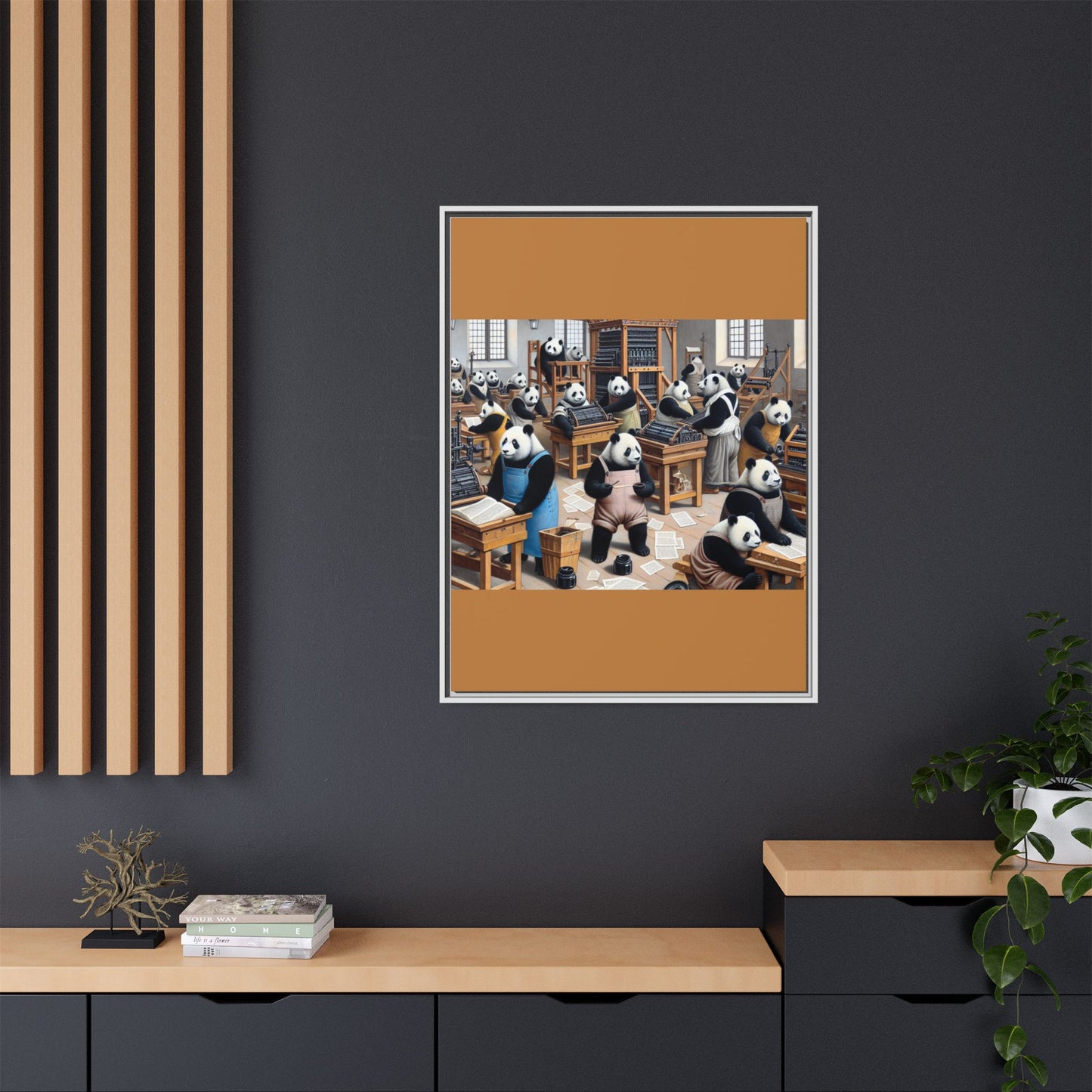 Printing Pandamonium Canvas, Framed (Multi-color)