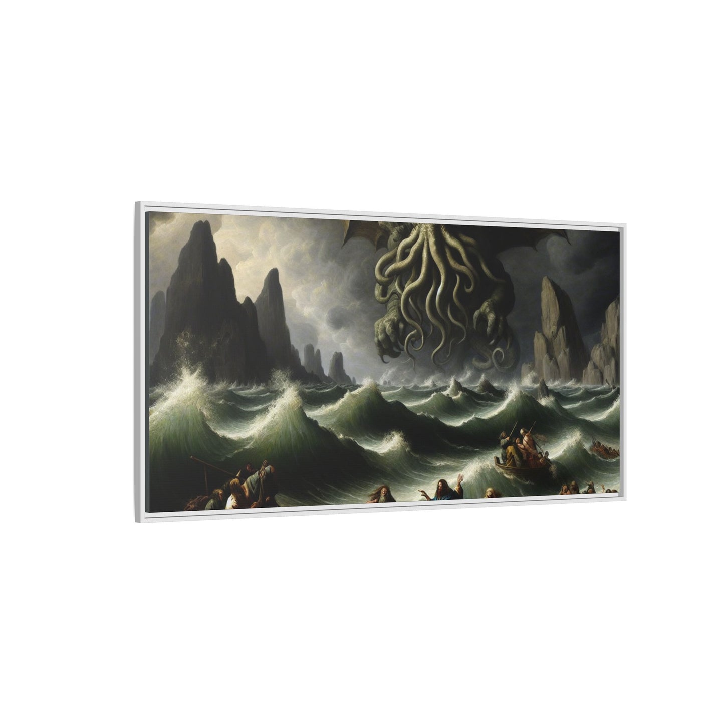 Cthulhu in the Storm Canvas, Framed (Multi-color)