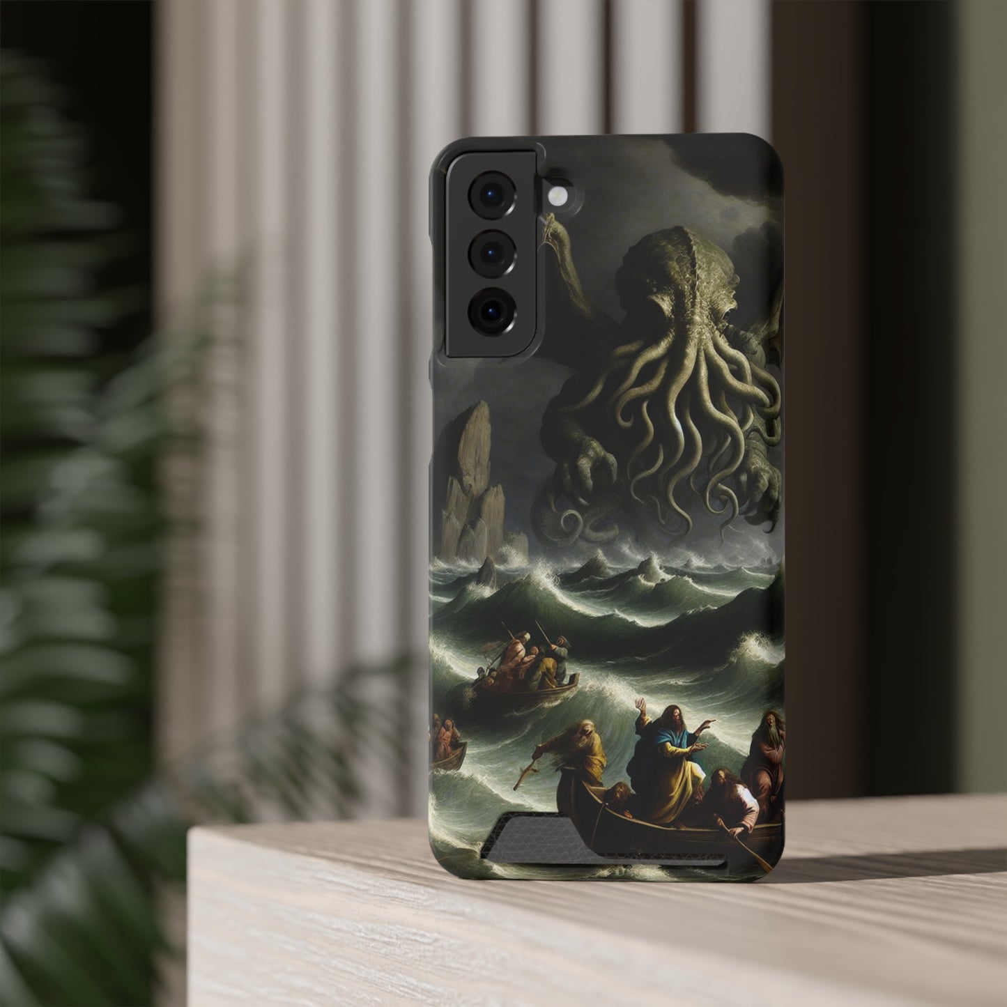 Cthulhu in the Storm Phone Case with Card Holder - GALAXY