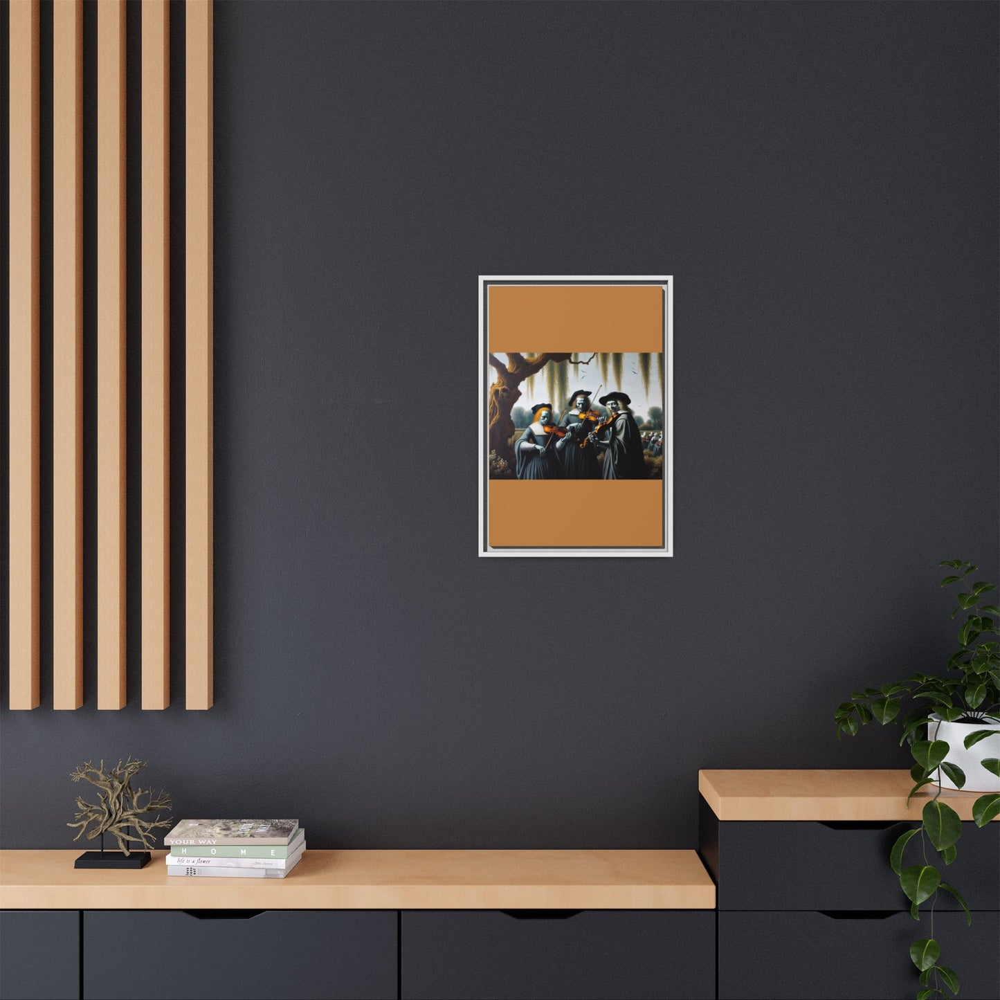 Vermeer's Vampire Violinists Canvas, Framed (Multi-color)