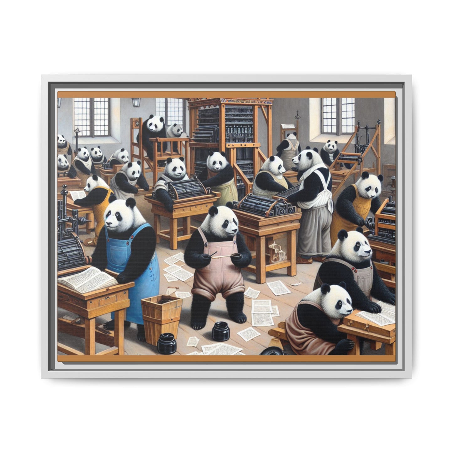 Printing Pandamonium Canvas, Framed (Multi-color)