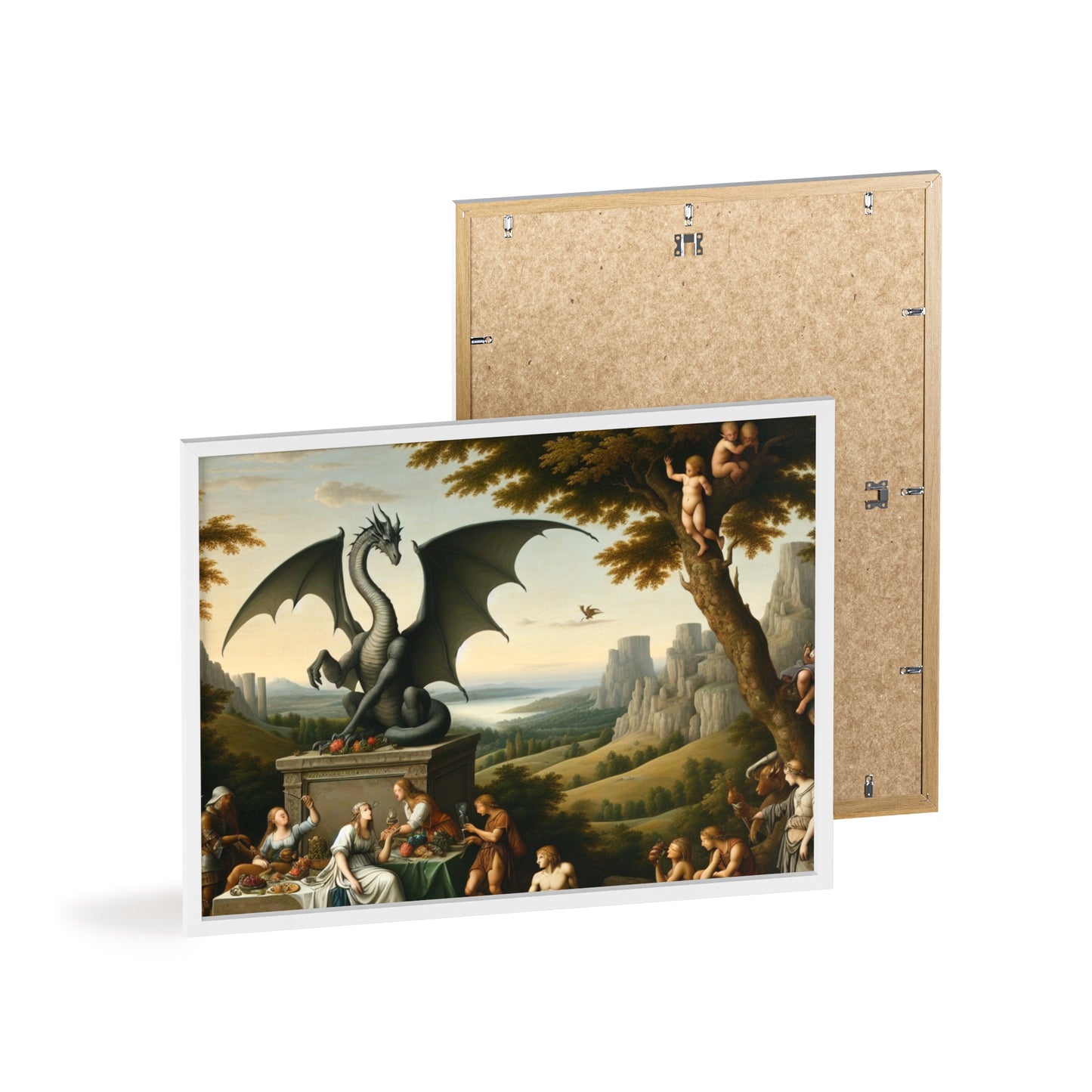 Framed Dragon Statue Poster