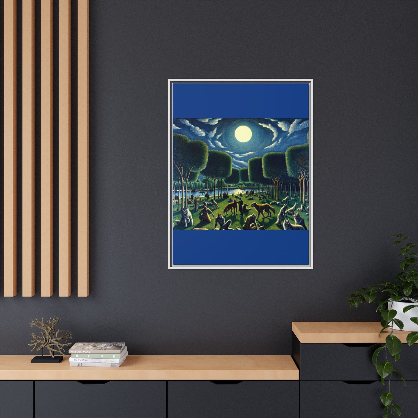 Werewolves at the Waterfront Canvas, Framed (Multi-color)