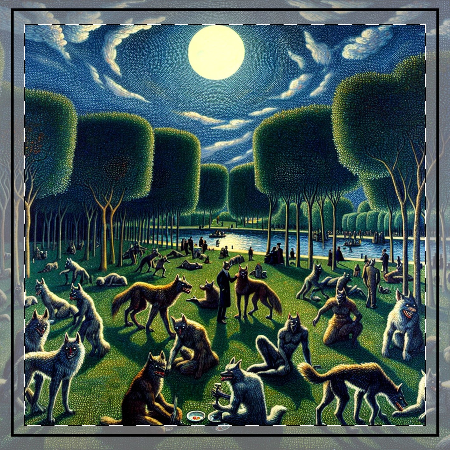 Werewolves at the Waterfront Throw Pillow