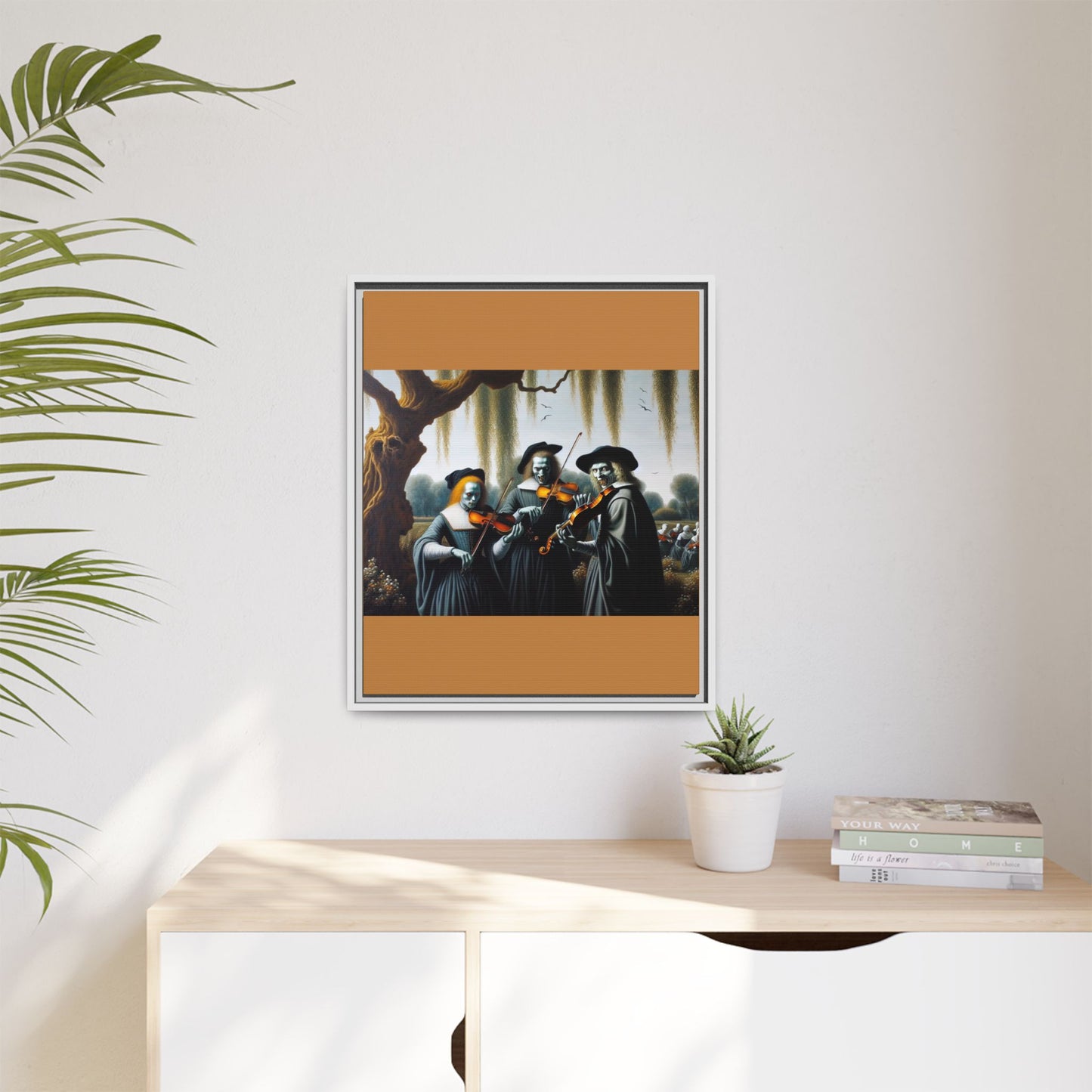 Vermeer's Vampire Violinists Canvas, Framed (Multi-color)