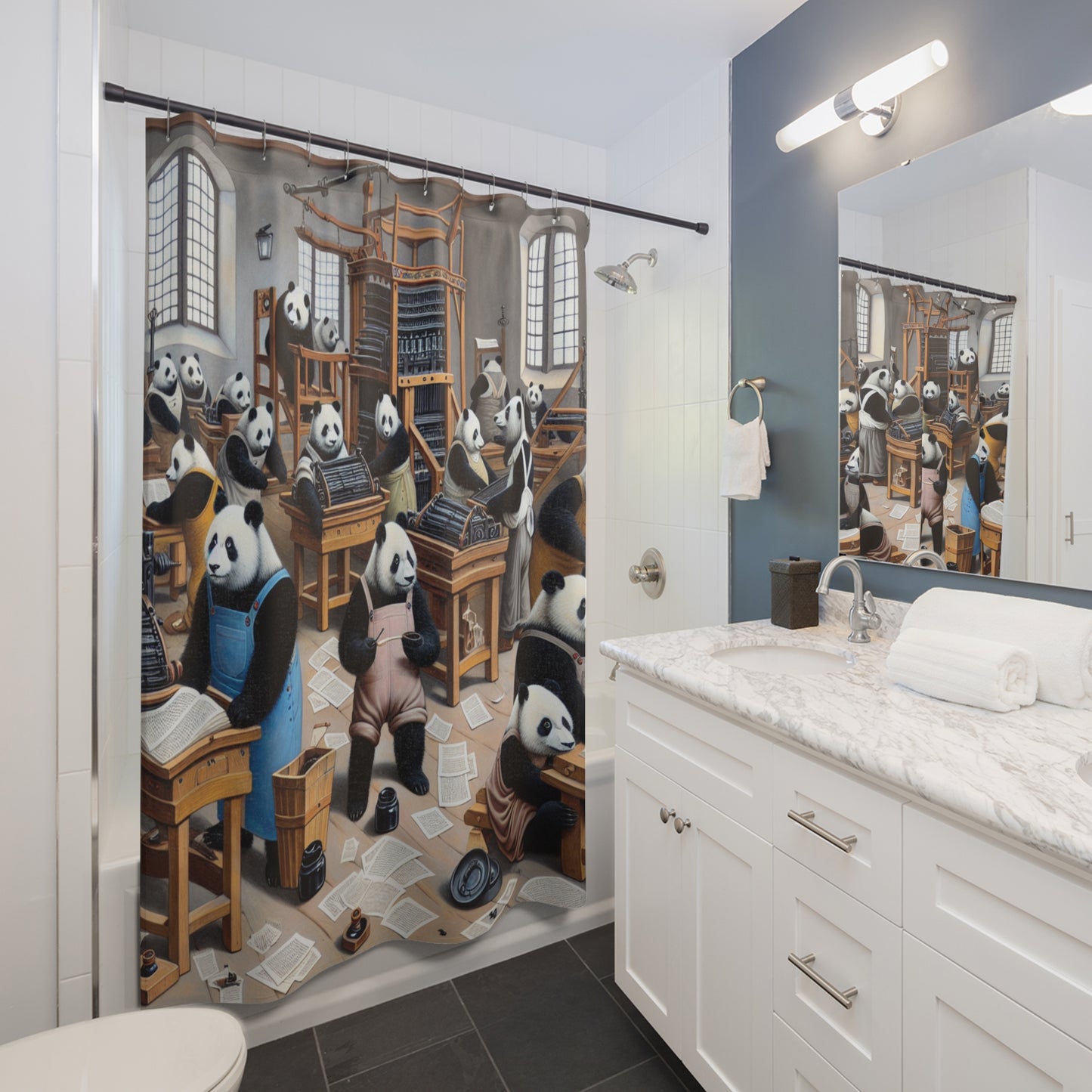 Printing Pandamonium Shower Curtain