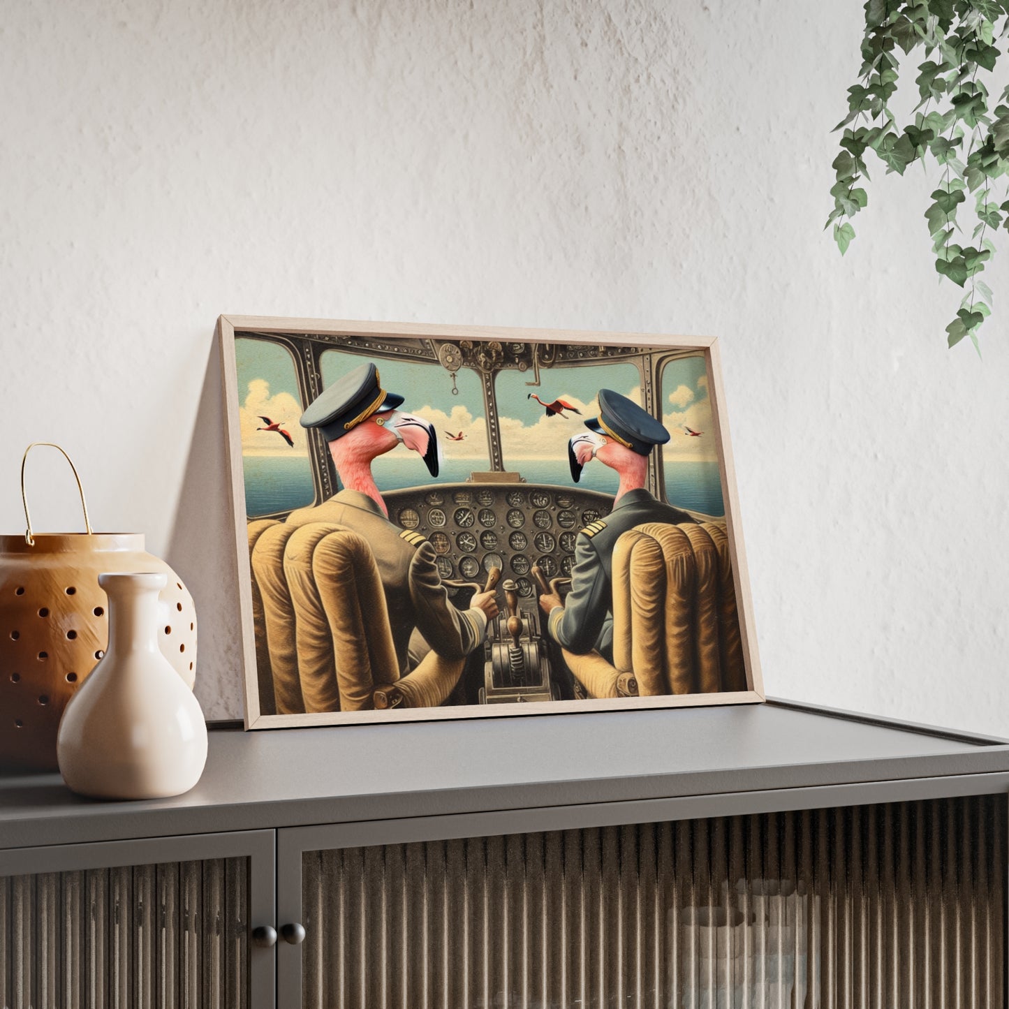 Framed Flamingo Flight Deck Poster