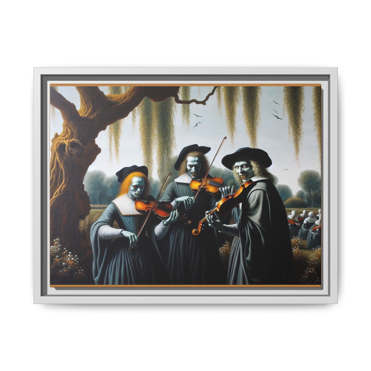Vermeer's Vampire Violinists Canvas, Framed (Multi-color)