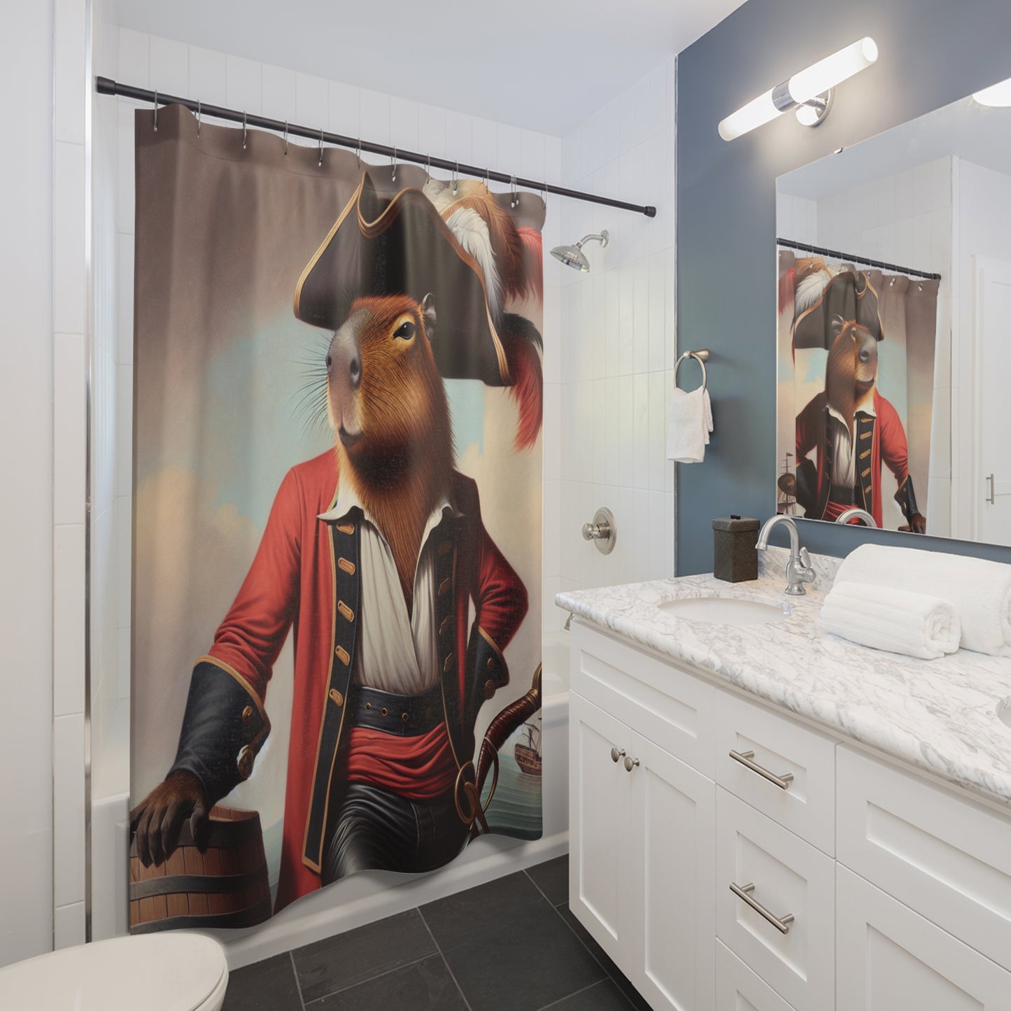 Captain Capybara Shower Curtain