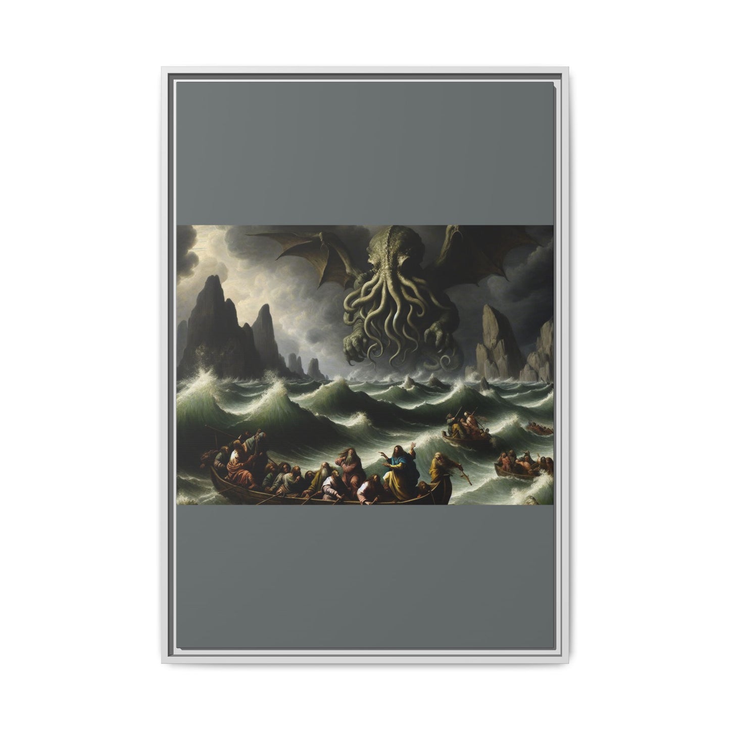 Cthulhu in the Storm Canvas, Framed (Multi-color)