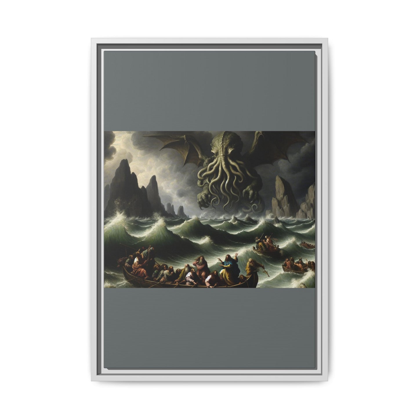Cthulhu in the Storm Canvas, Framed (Multi-color)