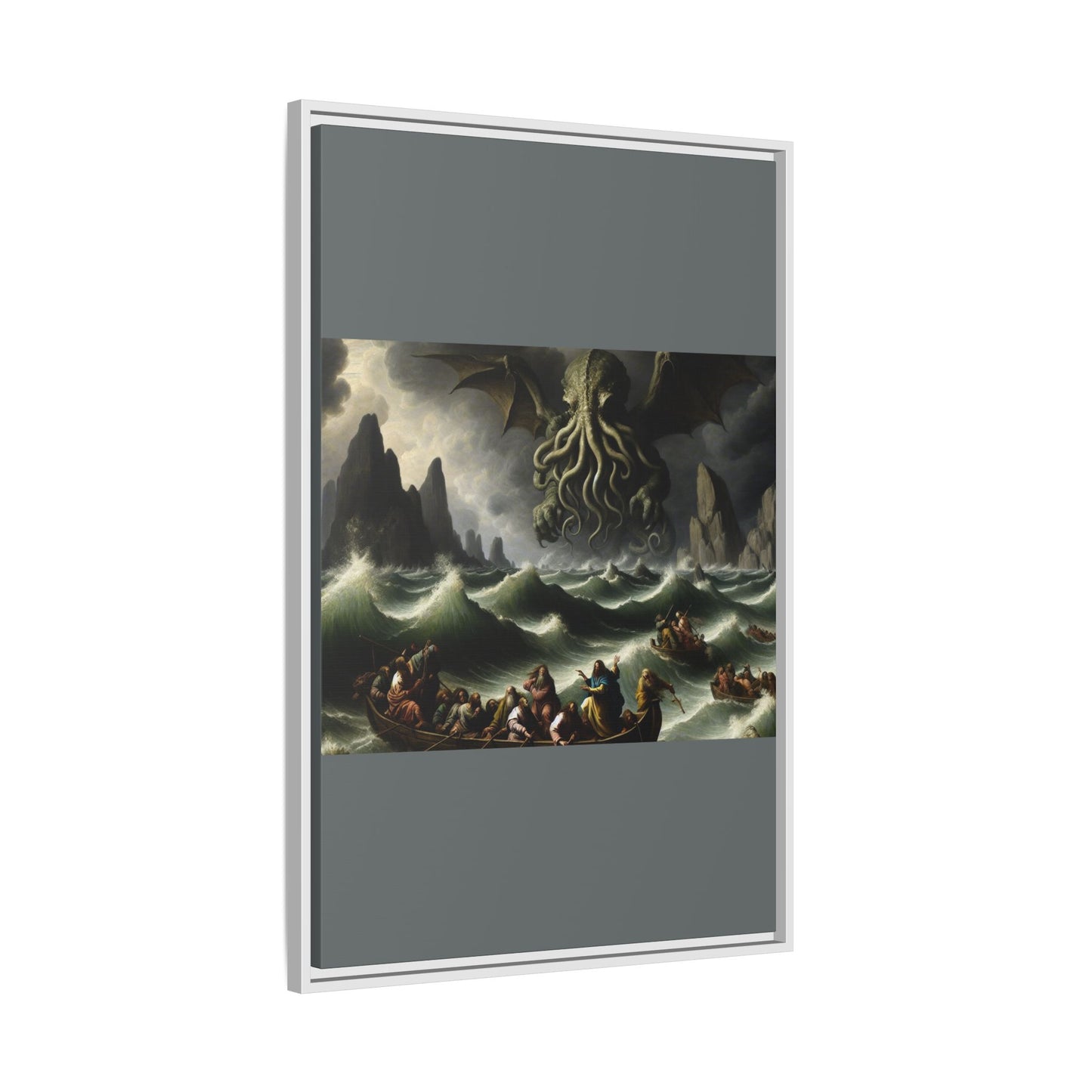 Cthulhu in the Storm Canvas, Framed (Multi-color)