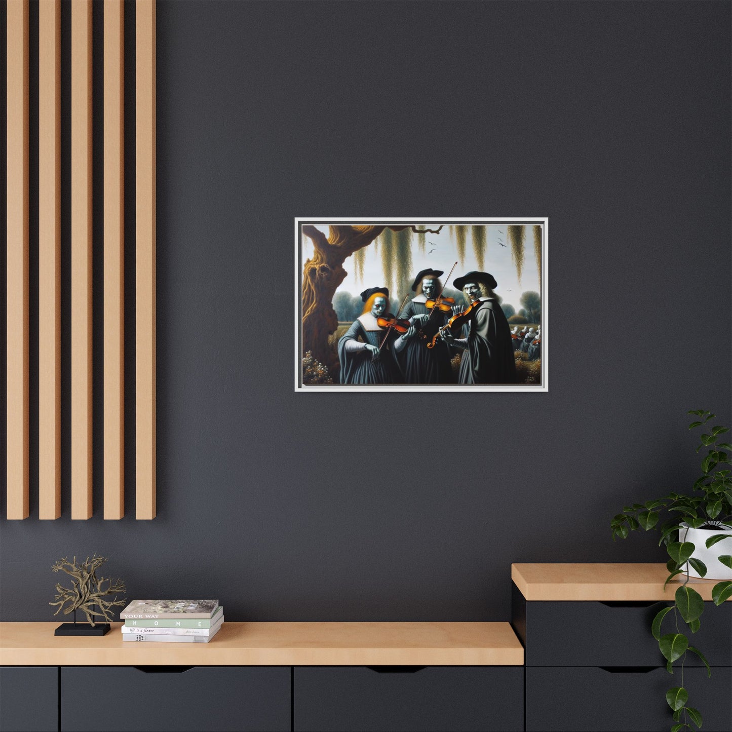 Vermeer's Vampire Violinists Canvas, Framed (Multi-color)