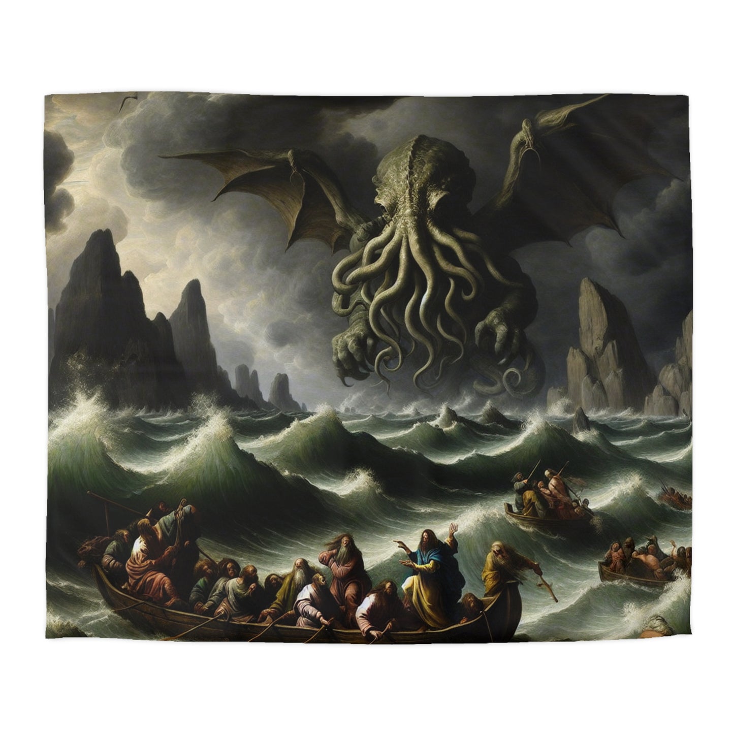 Cthulhu in the Storm Microfiber Duvet Cover