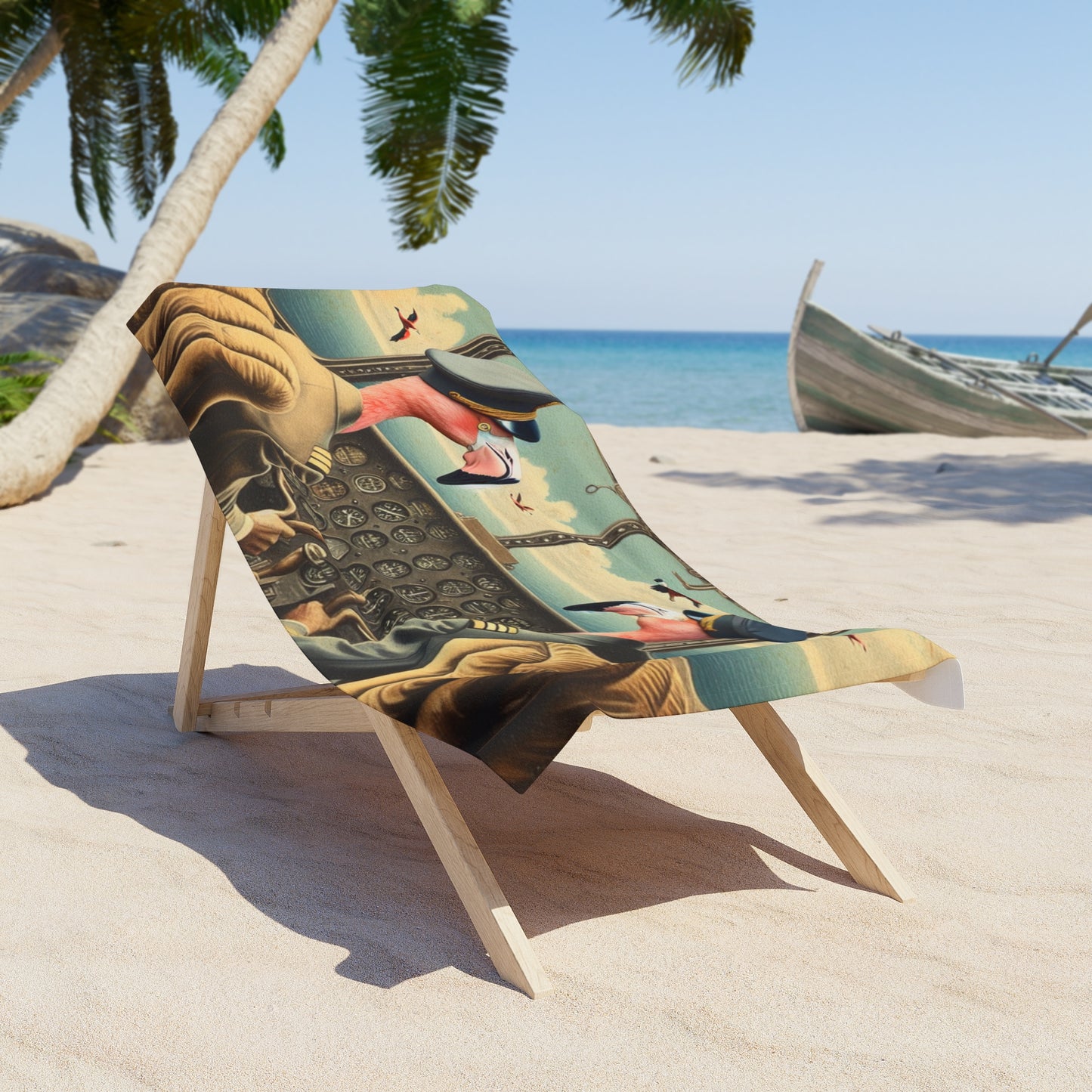 Flamingo Flight Deck Beach Towel