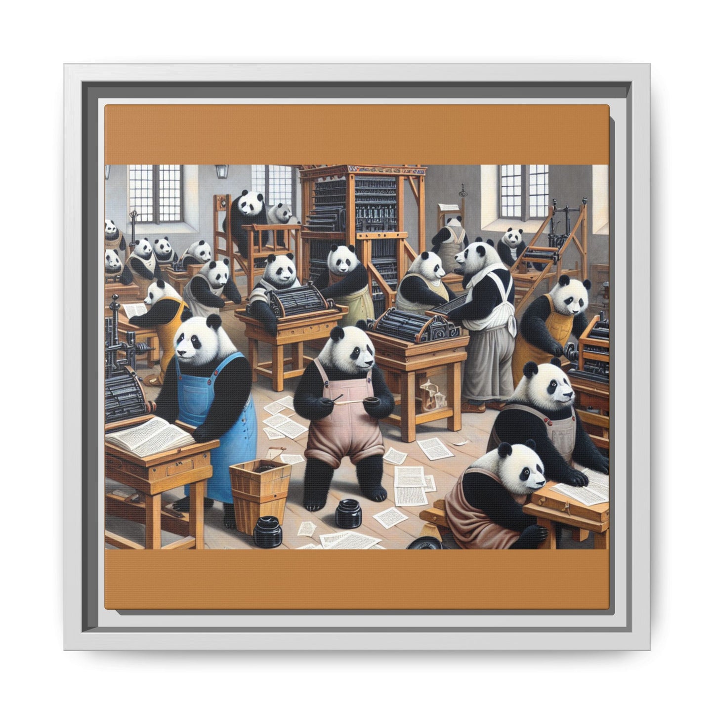 Printing Pandamonium Canvas, Framed (Multi-color)