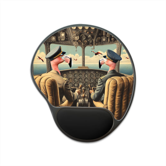 Flamingo Flight Deck Mouse Pad with Wrist Rest