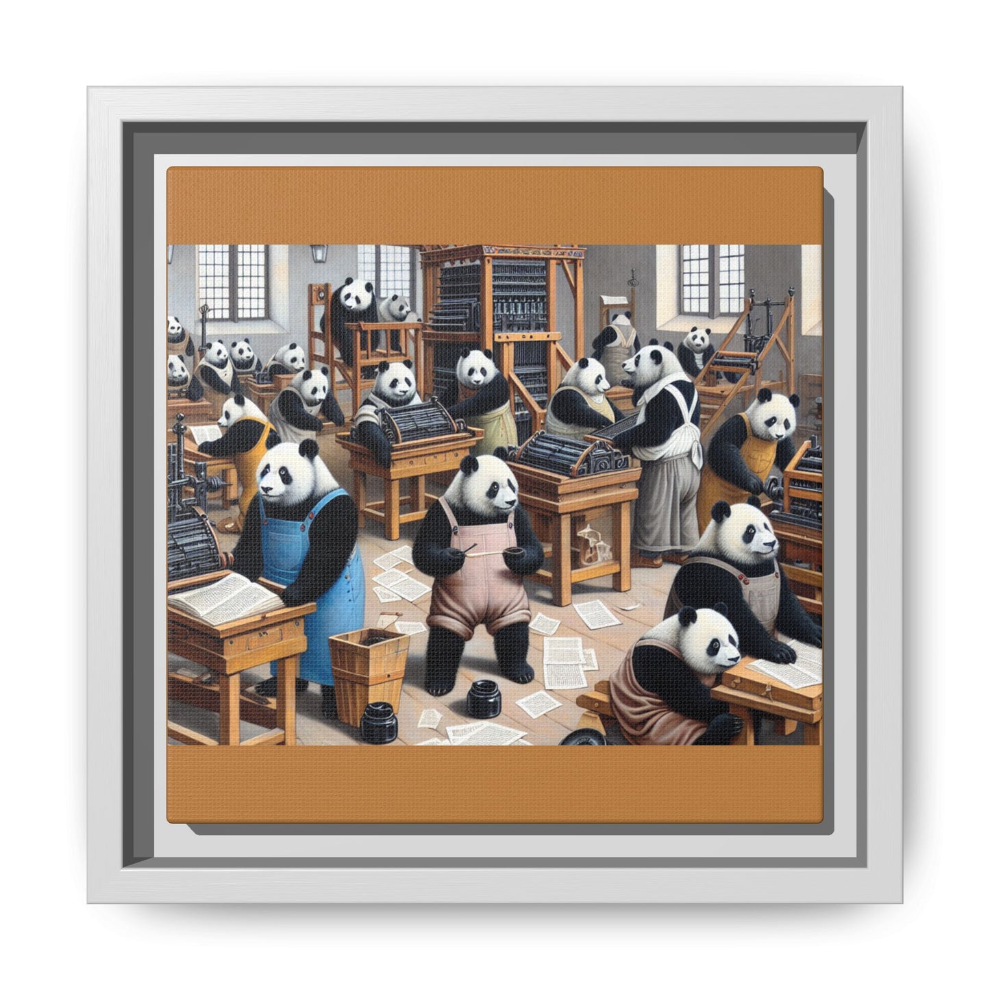 Printing Pandamonium Canvas, Framed (Multi-color)