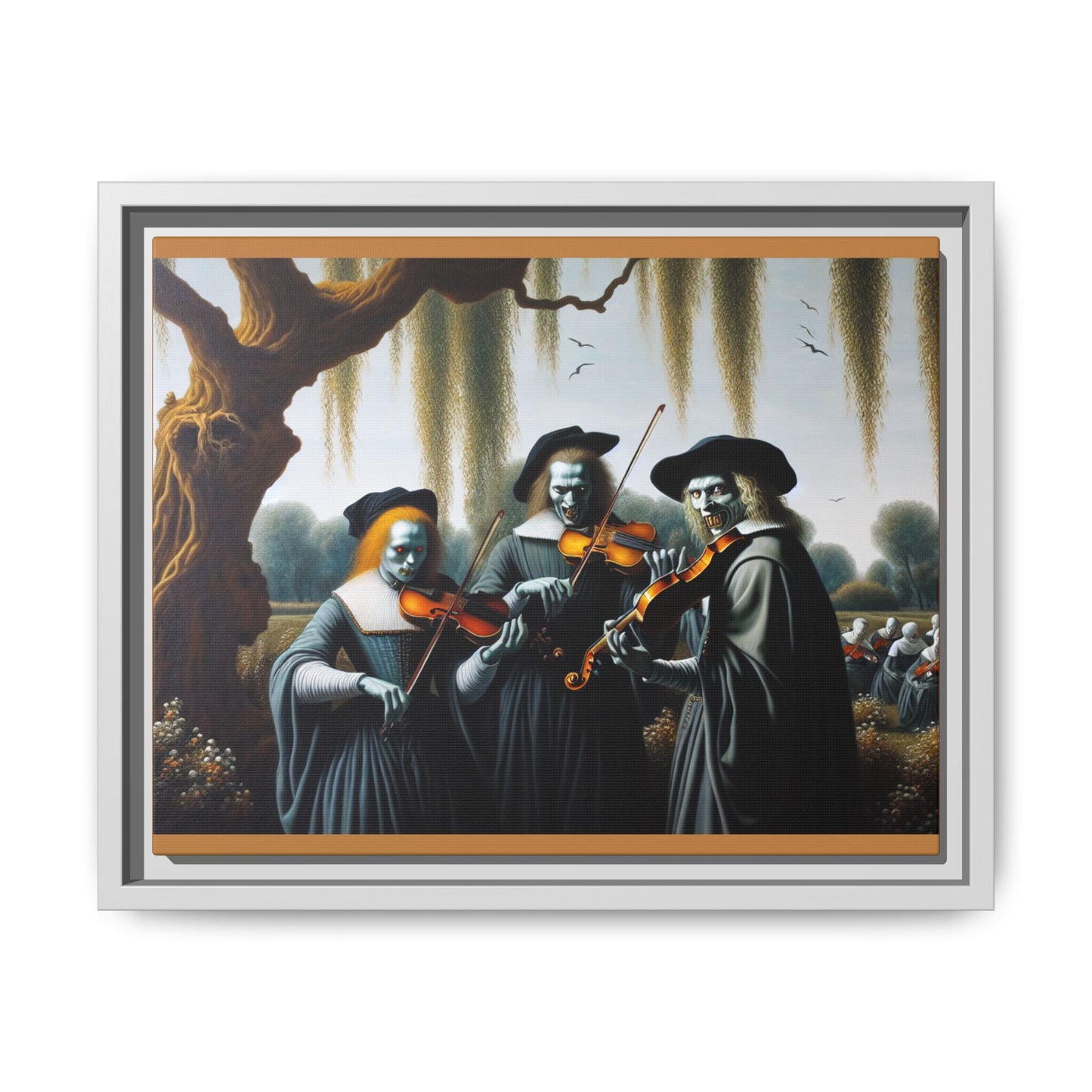 Vermeer's Vampire Violinists Canvas, Framed (Multi-color)
