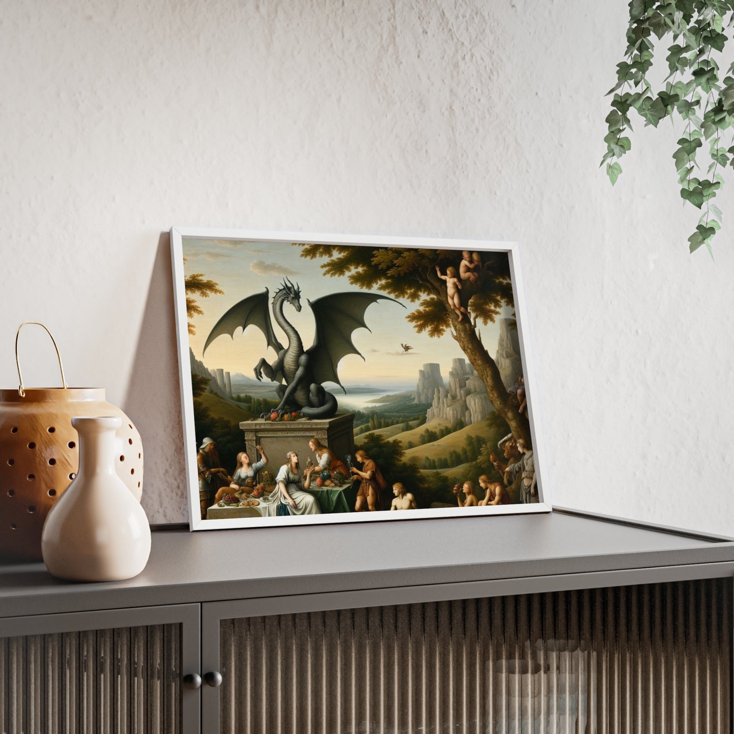 Framed Dragon Statue Poster