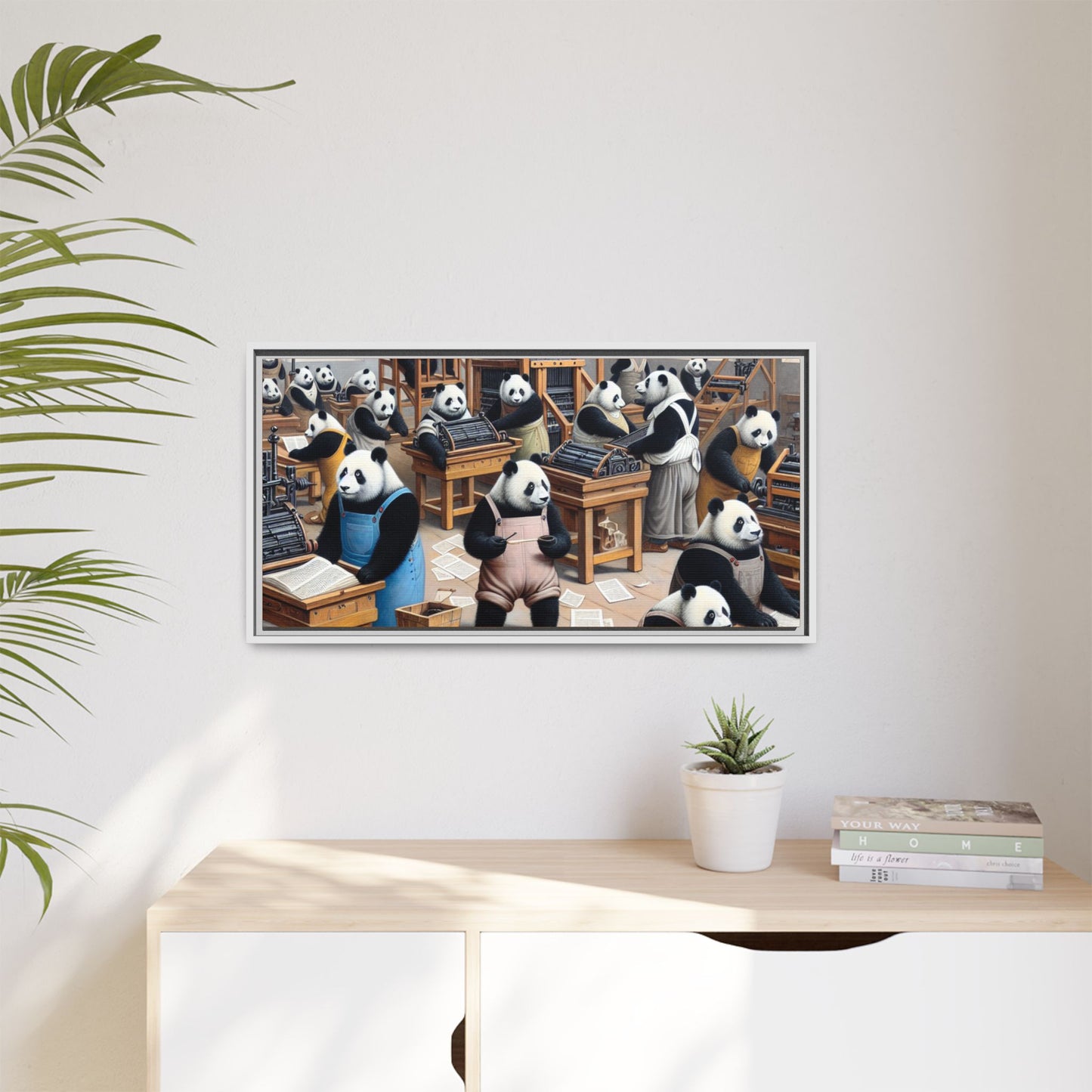 Printing Pandamonium Canvas, Framed (Multi-color)