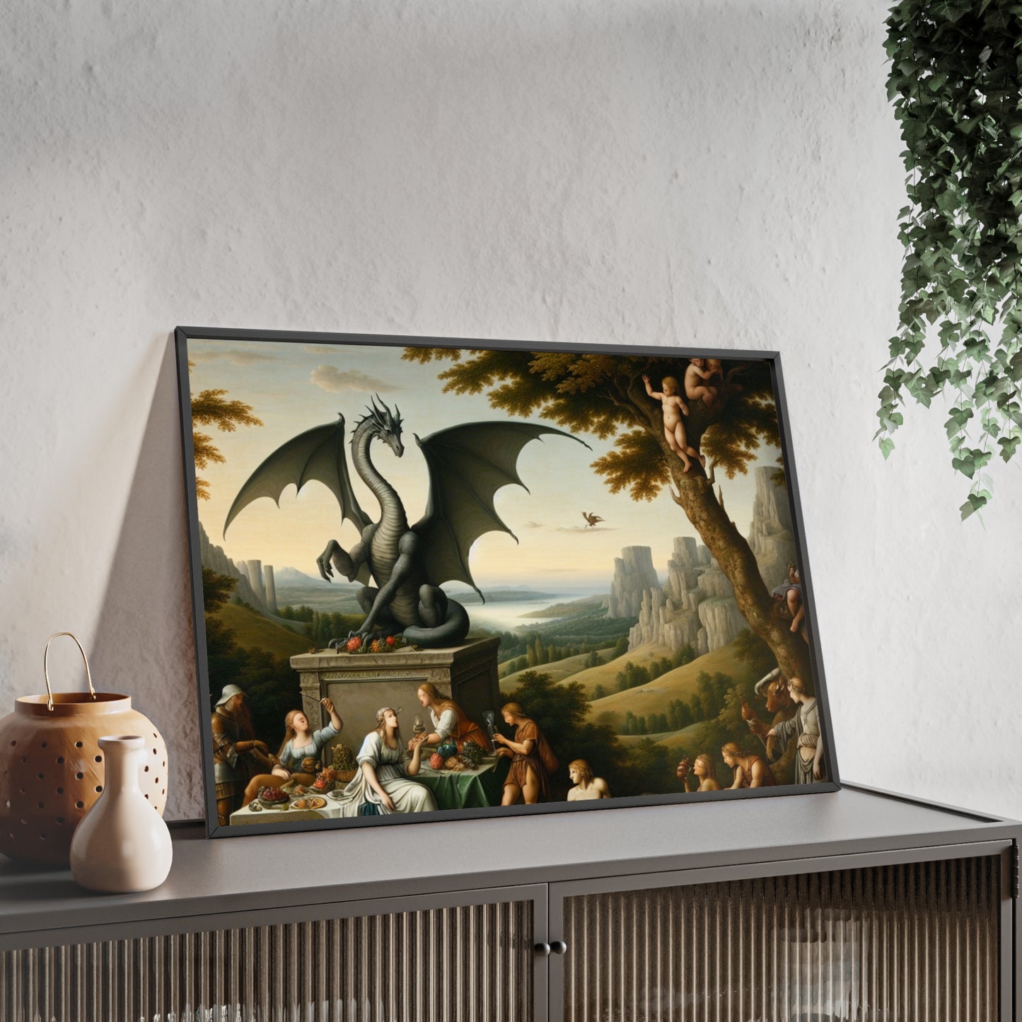 Framed Dragon Statue Poster
