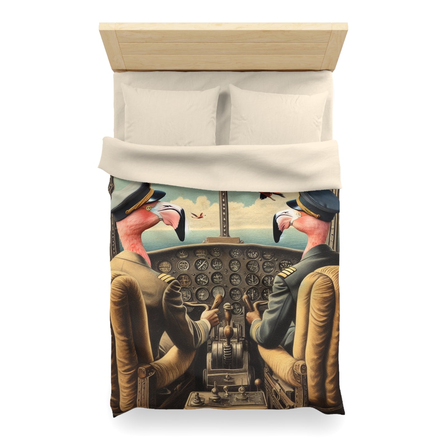 Flamingo Flight Deck Microfiber Duvet Cover
