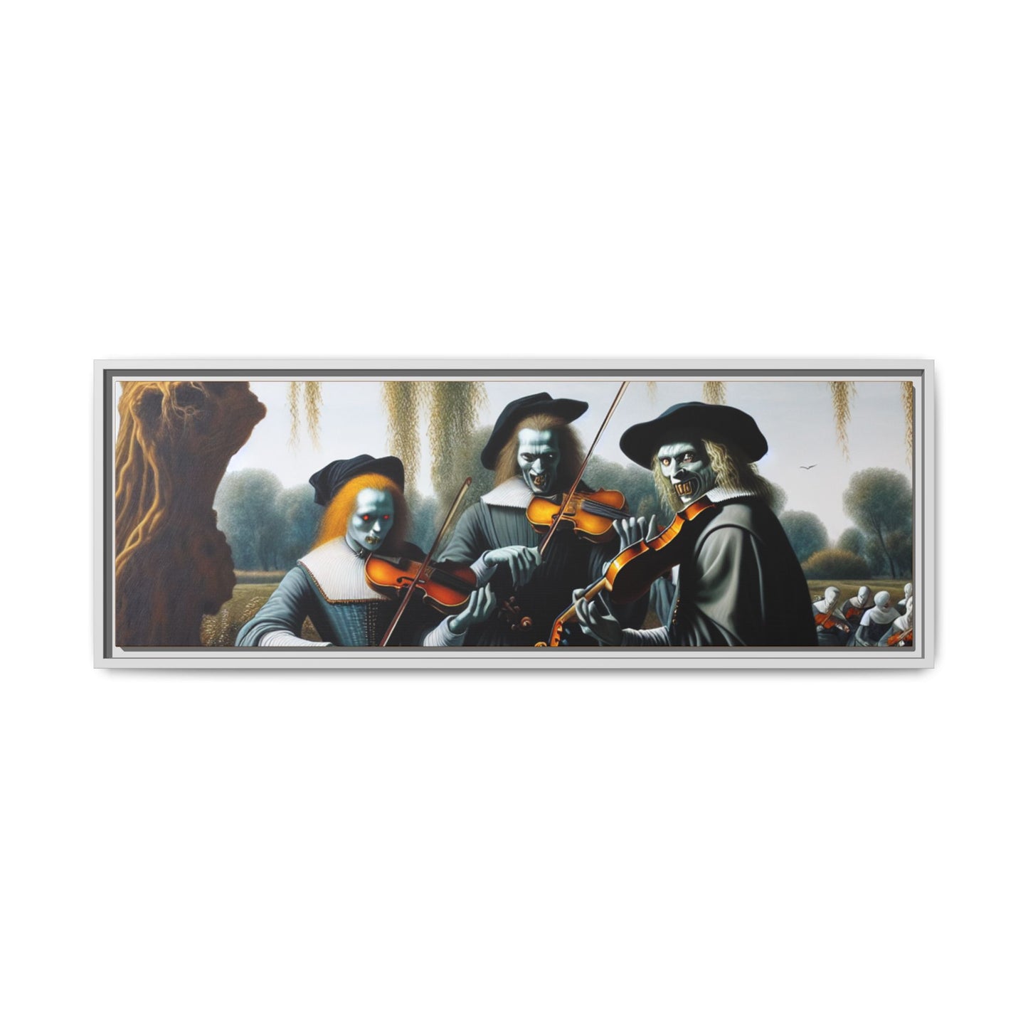 Vermeer's Vampire Violinists Canvas, Framed (Multi-color)