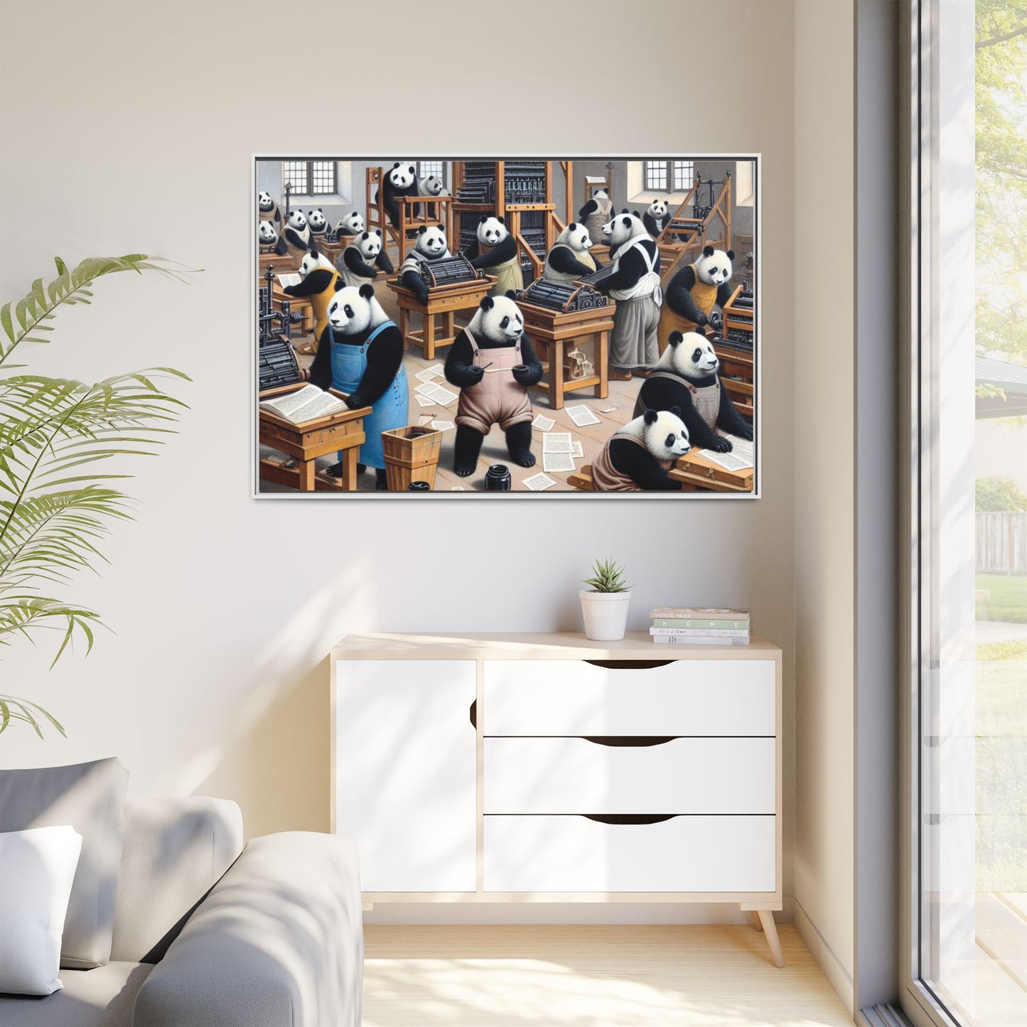 Printing Pandamonium Canvas, Framed (Multi-color)