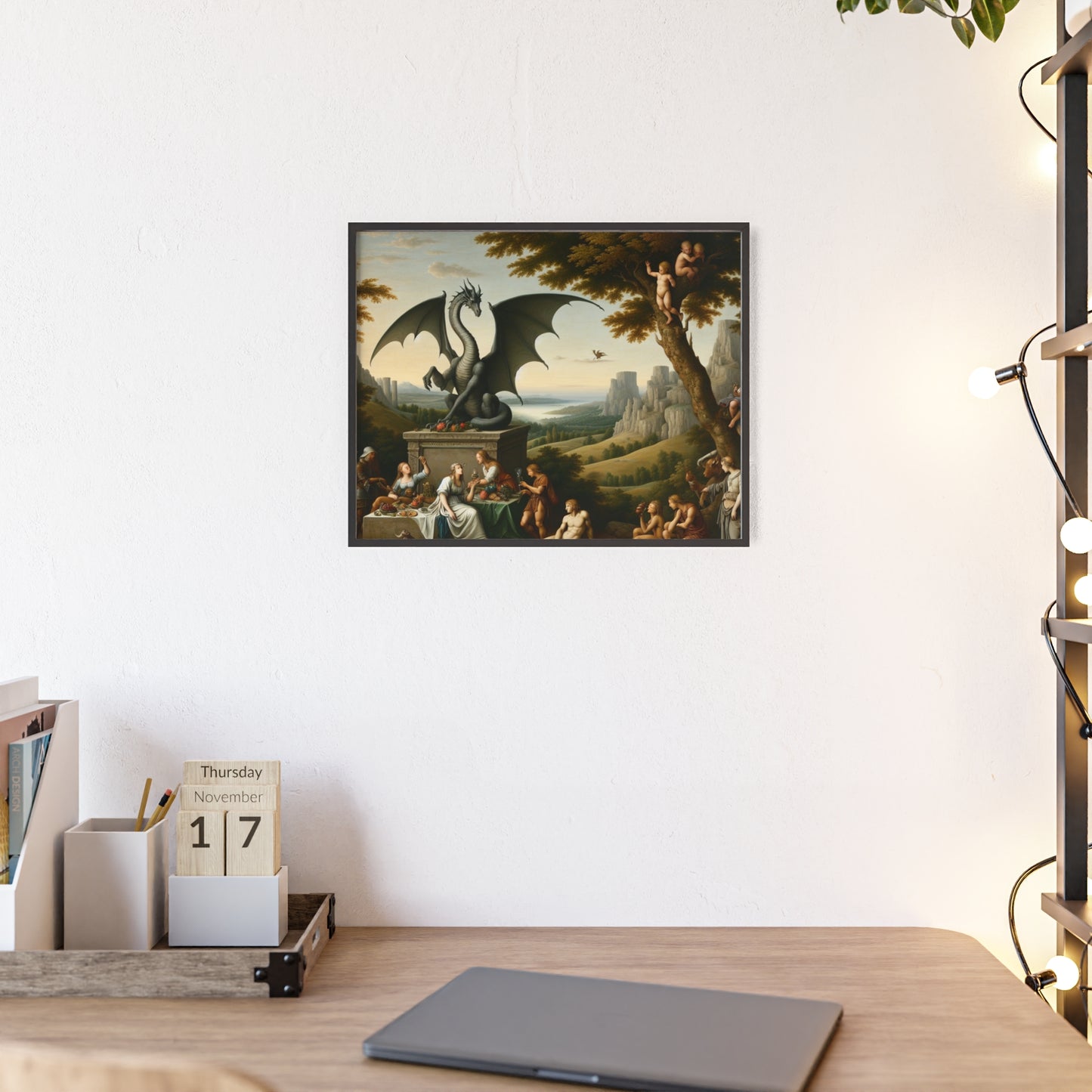 Framed Dragon Statue Poster