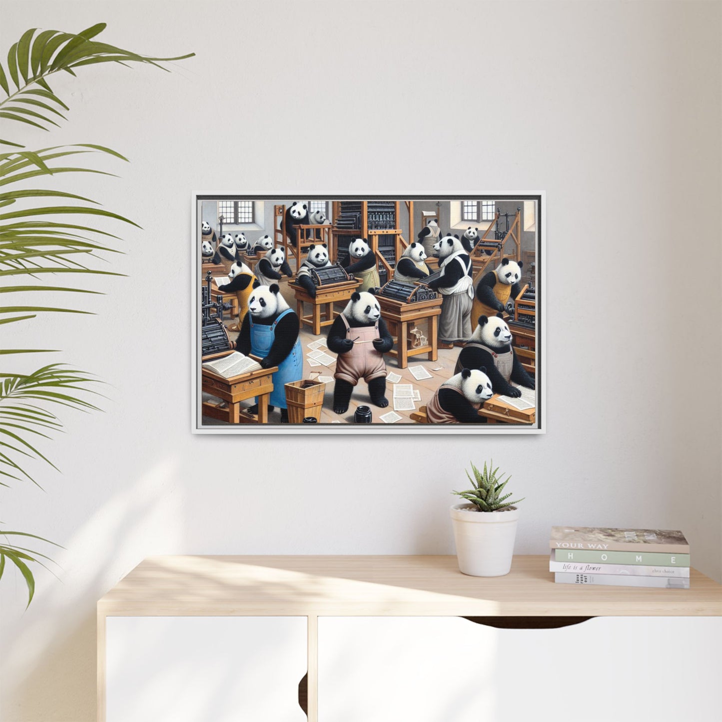 Printing Pandamonium Canvas, Framed (Multi-color)