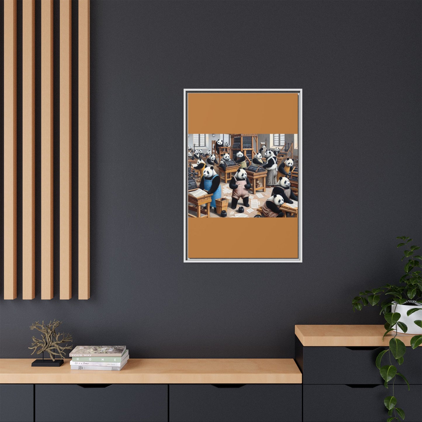 Printing Pandamonium Canvas, Framed (Multi-color)