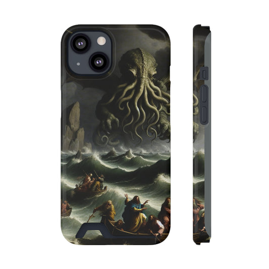 Cthulhu in the Storm Phone Case with Card Holder - IPHONE