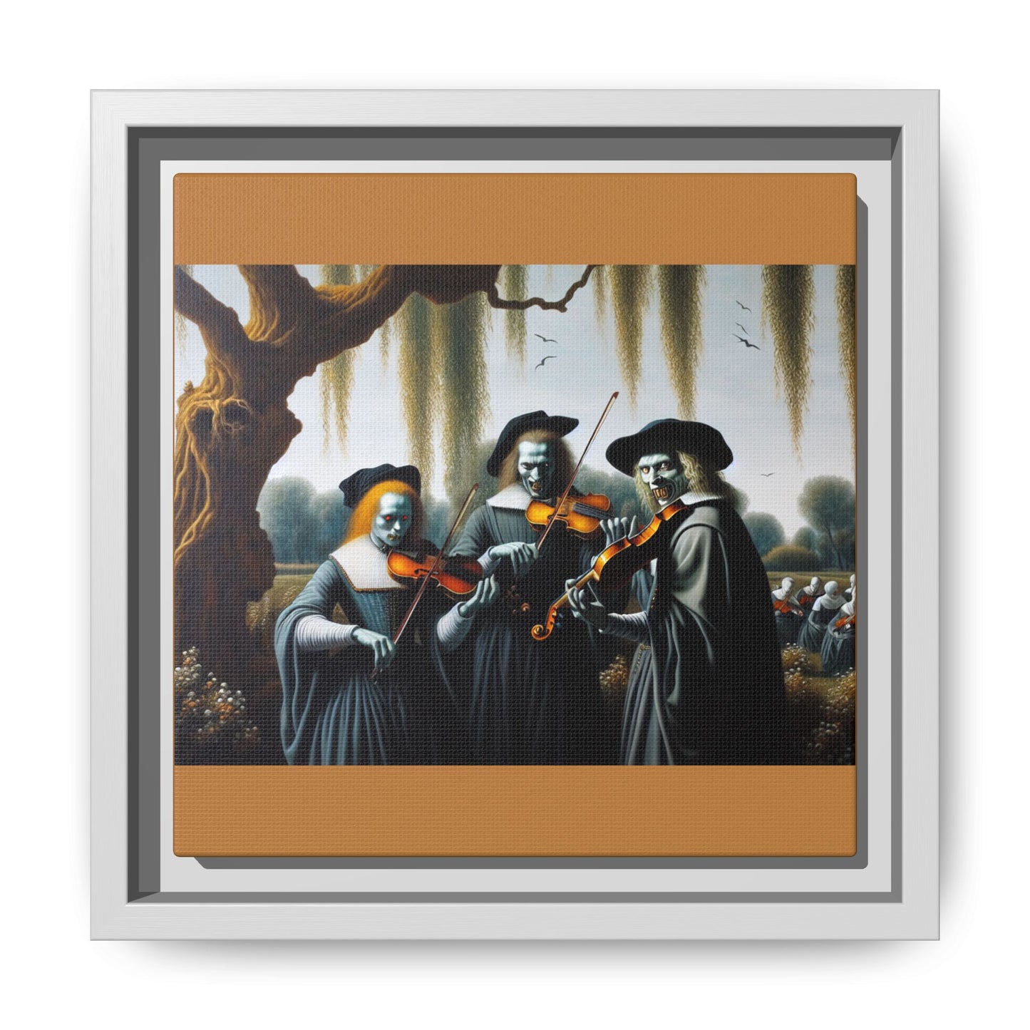 Vermeer's Vampire Violinists Canvas, Framed (Multi-color)