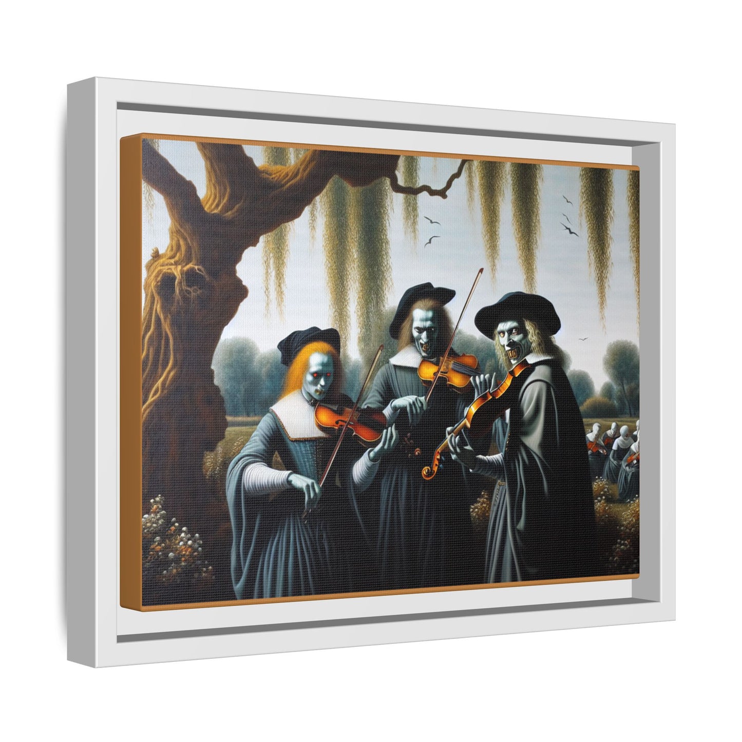 Vermeer's Vampire Violinists Canvas, Framed (Multi-color)