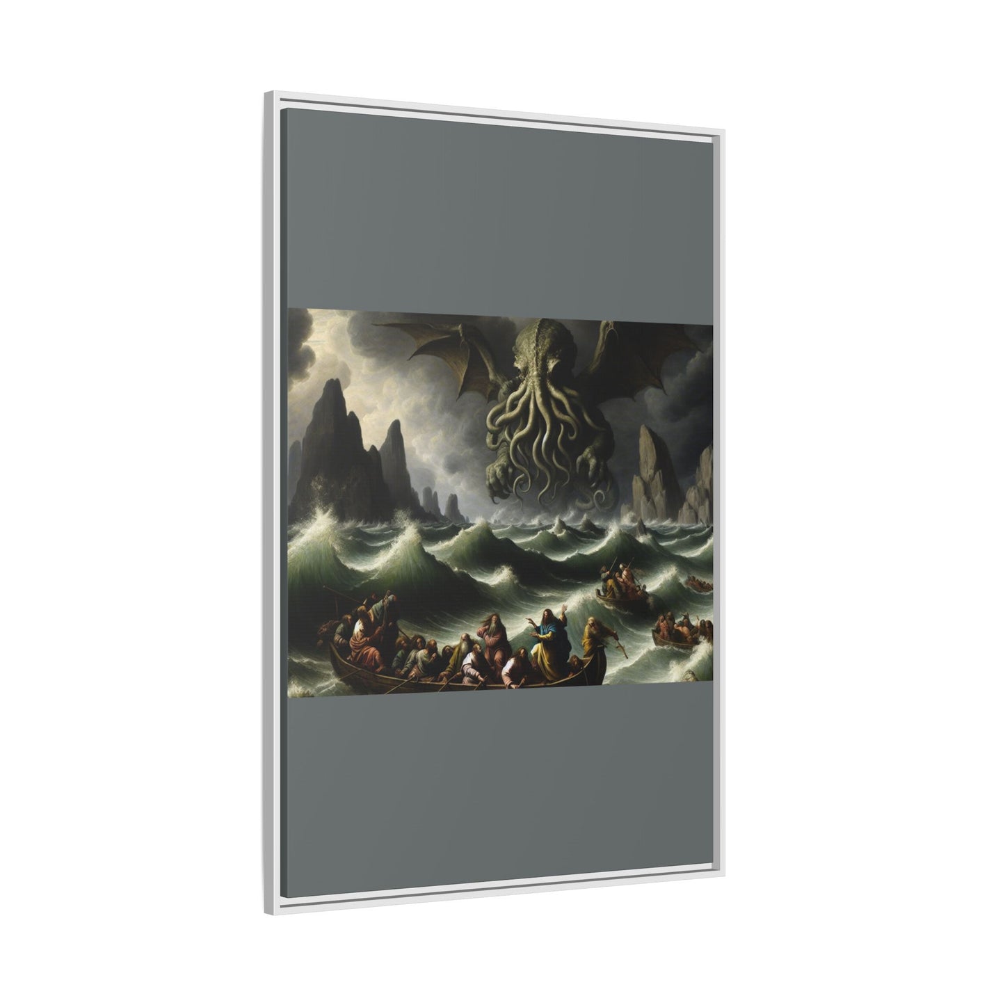 Cthulhu in the Storm Canvas, Framed (Multi-color)