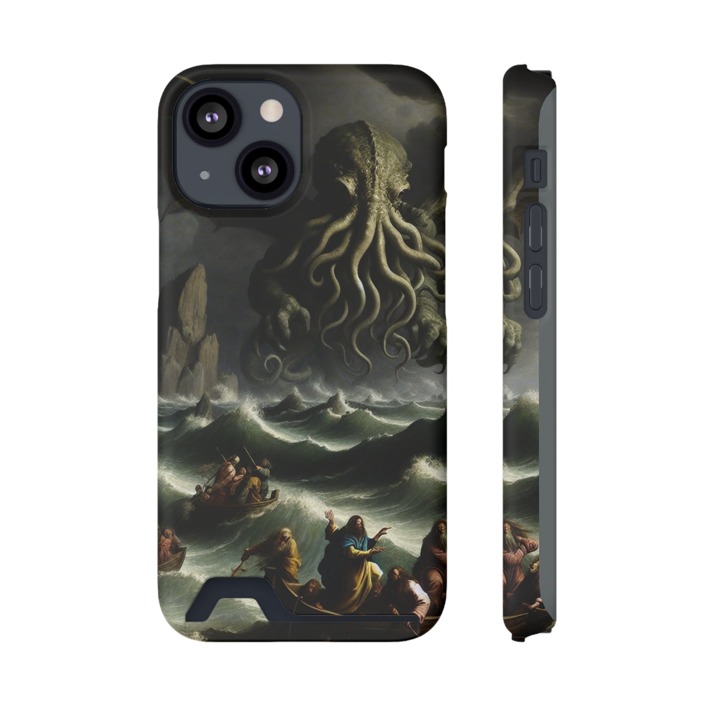 Cthulhu in the Storm Phone Case with Card Holder - IPHONE