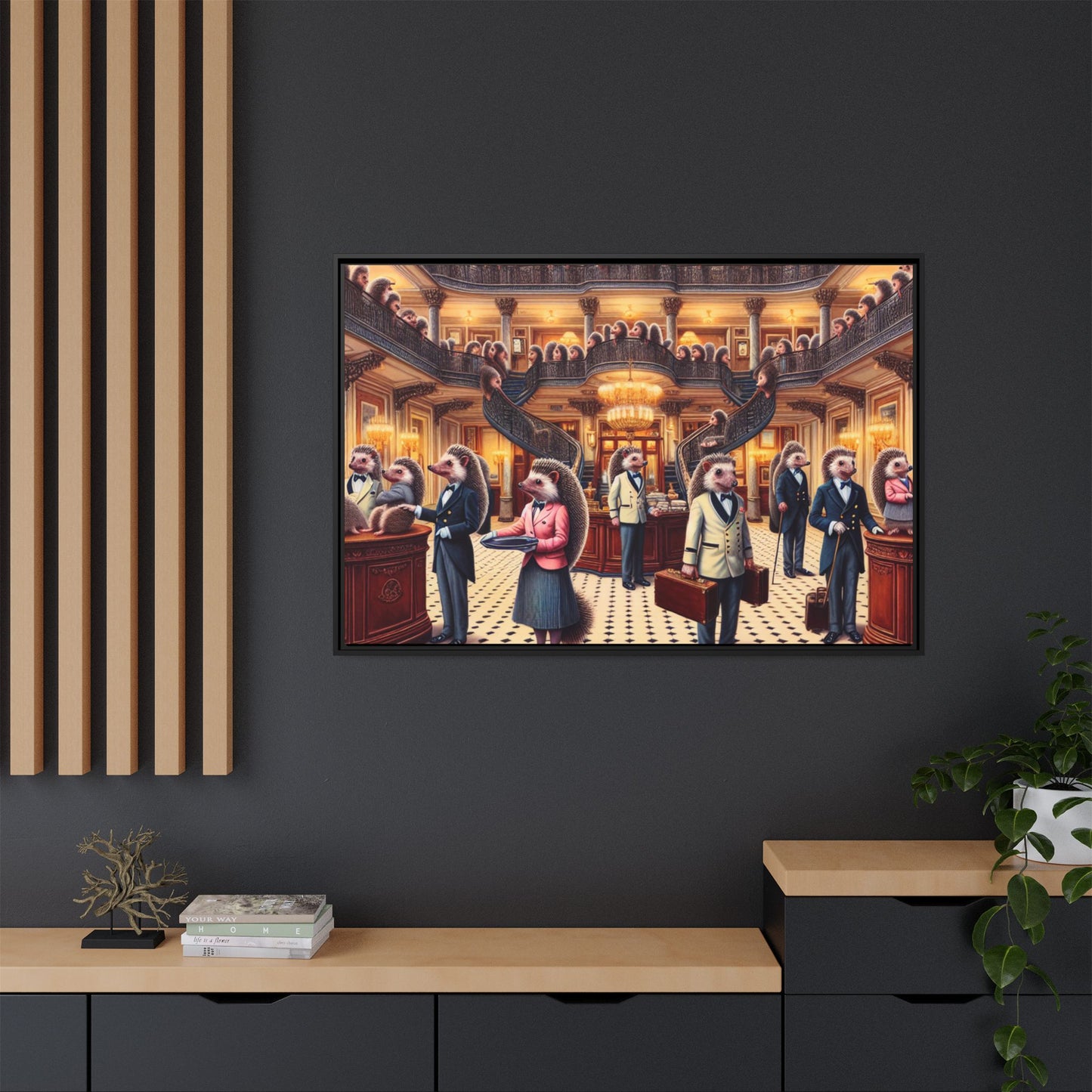Hedgehog Hotel Canvas, Framed (Multi-color)
