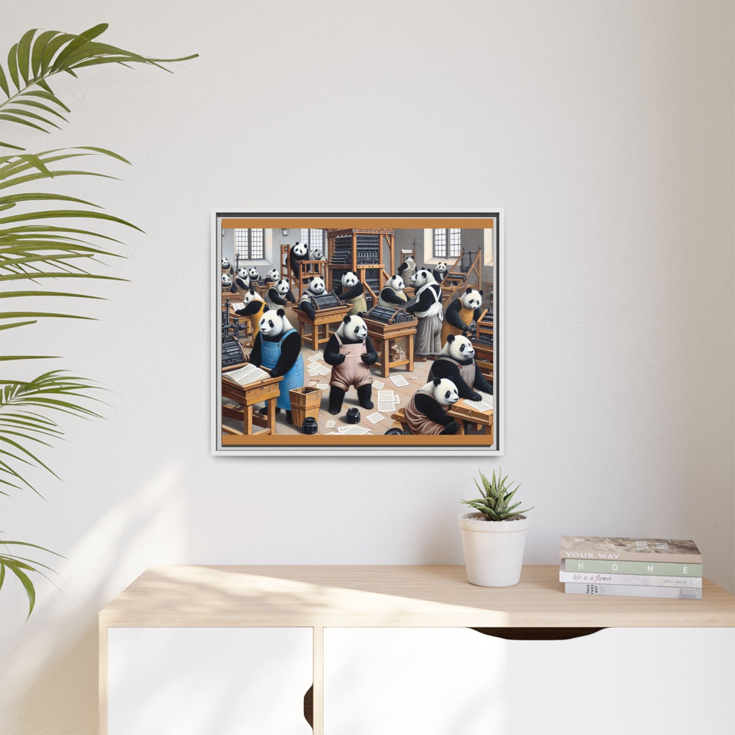 Printing Pandamonium Canvas, Framed (Multi-color)