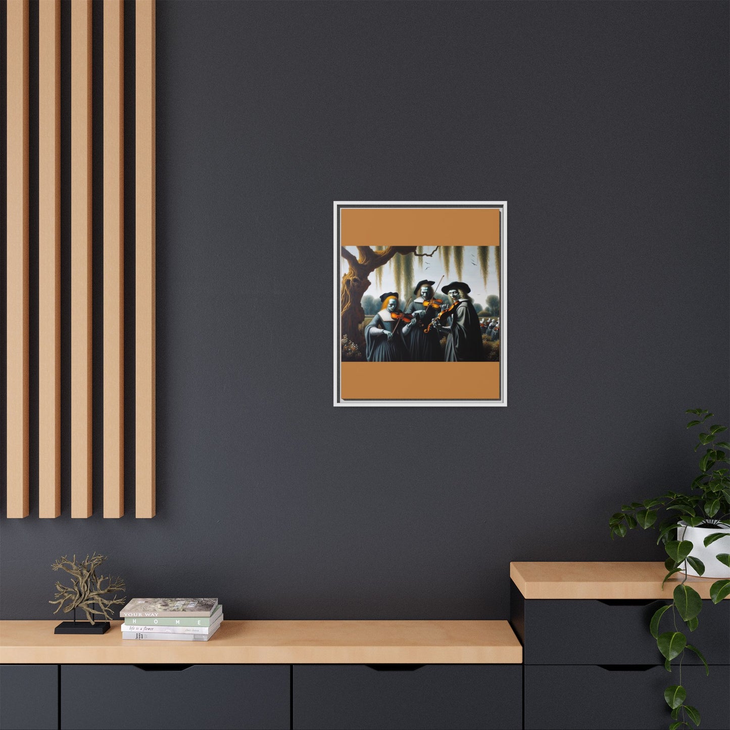 Vermeer's Vampire Violinists Canvas, Framed (Multi-color)